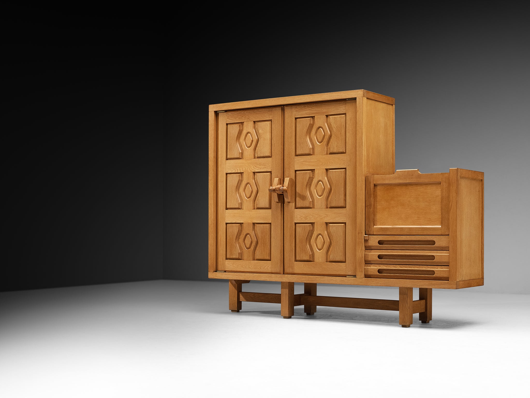 Guillerme & Chambron 'Thierry' Cabinet in Oak and Ceramic Case pieces and storage cabinets Morentz
