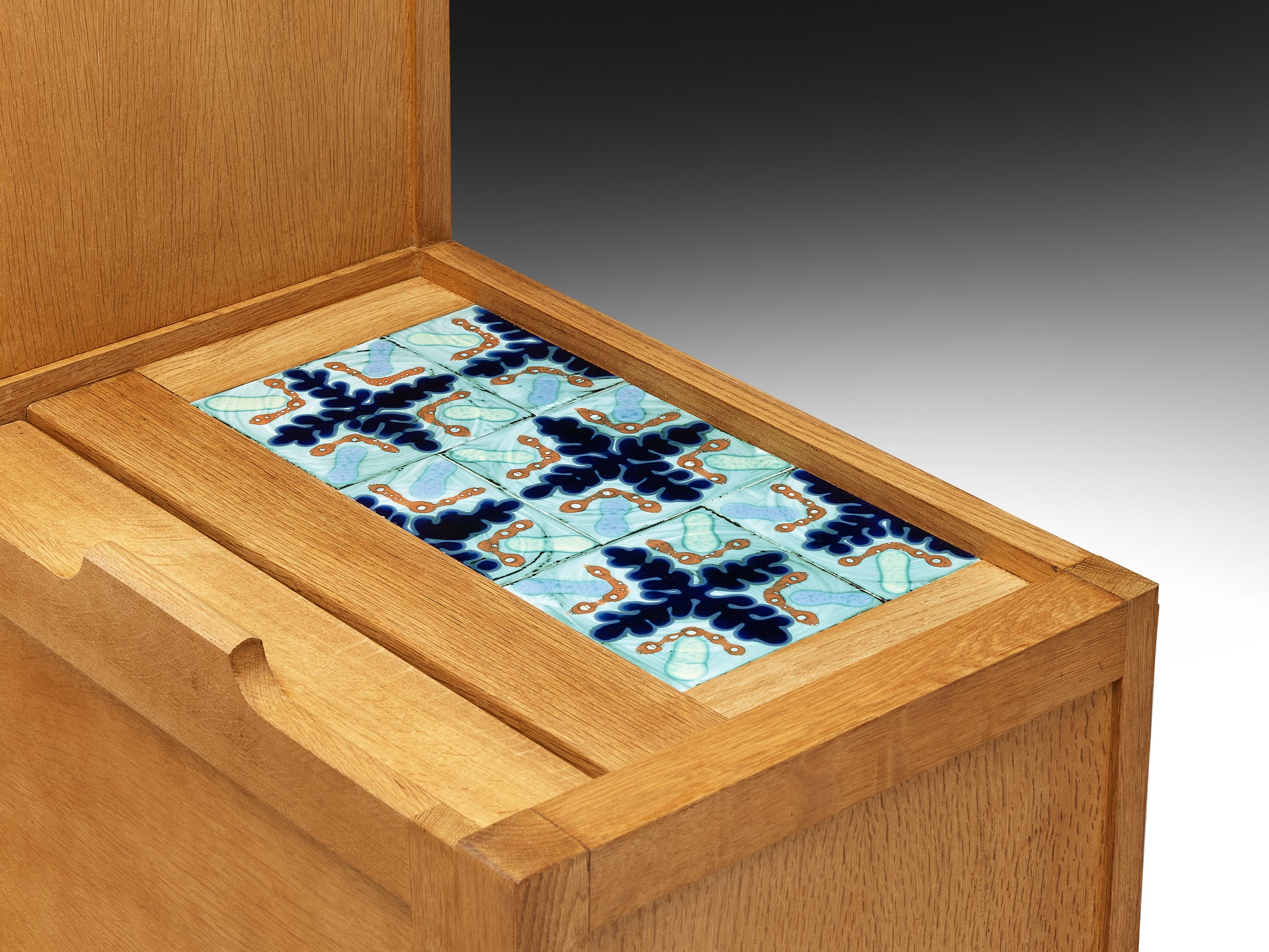 Guillerme & Chambron 'Thierry' Cabinet in Oak and Ceramic Case pieces and storage cabinets Morentz