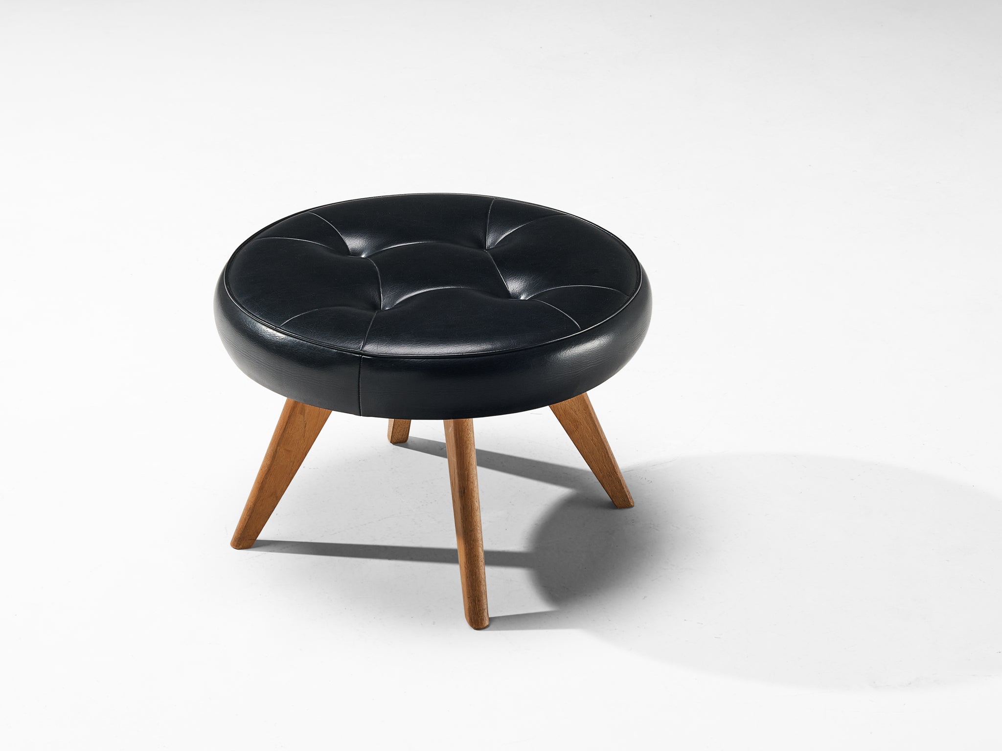 Danish Stool in Teak and Black Upholstery seating Morentz