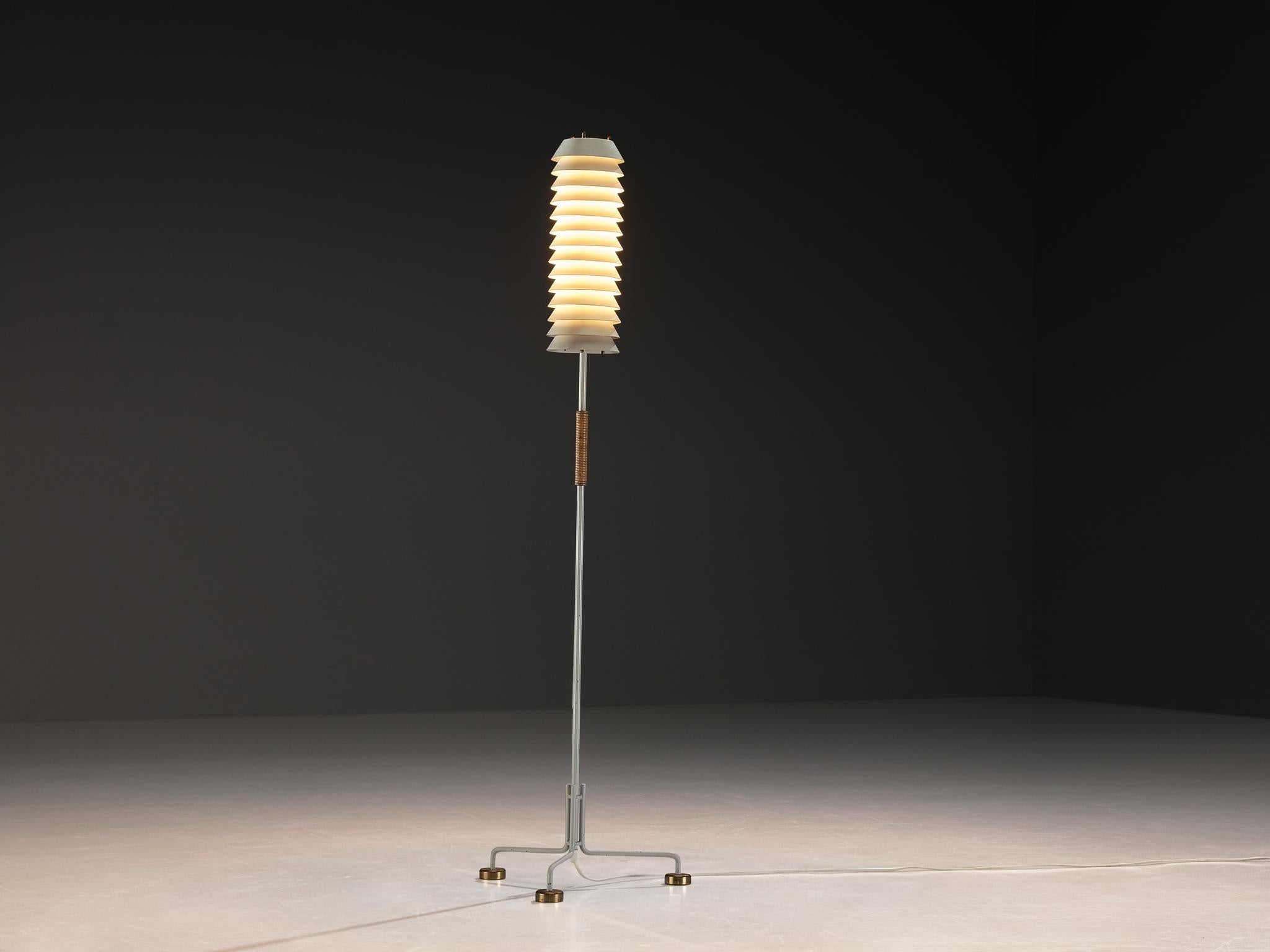 Ilmari Tapiovaara 'Maija the Bee' Floor Lamp with Cane and Brass Details lighting Morentz