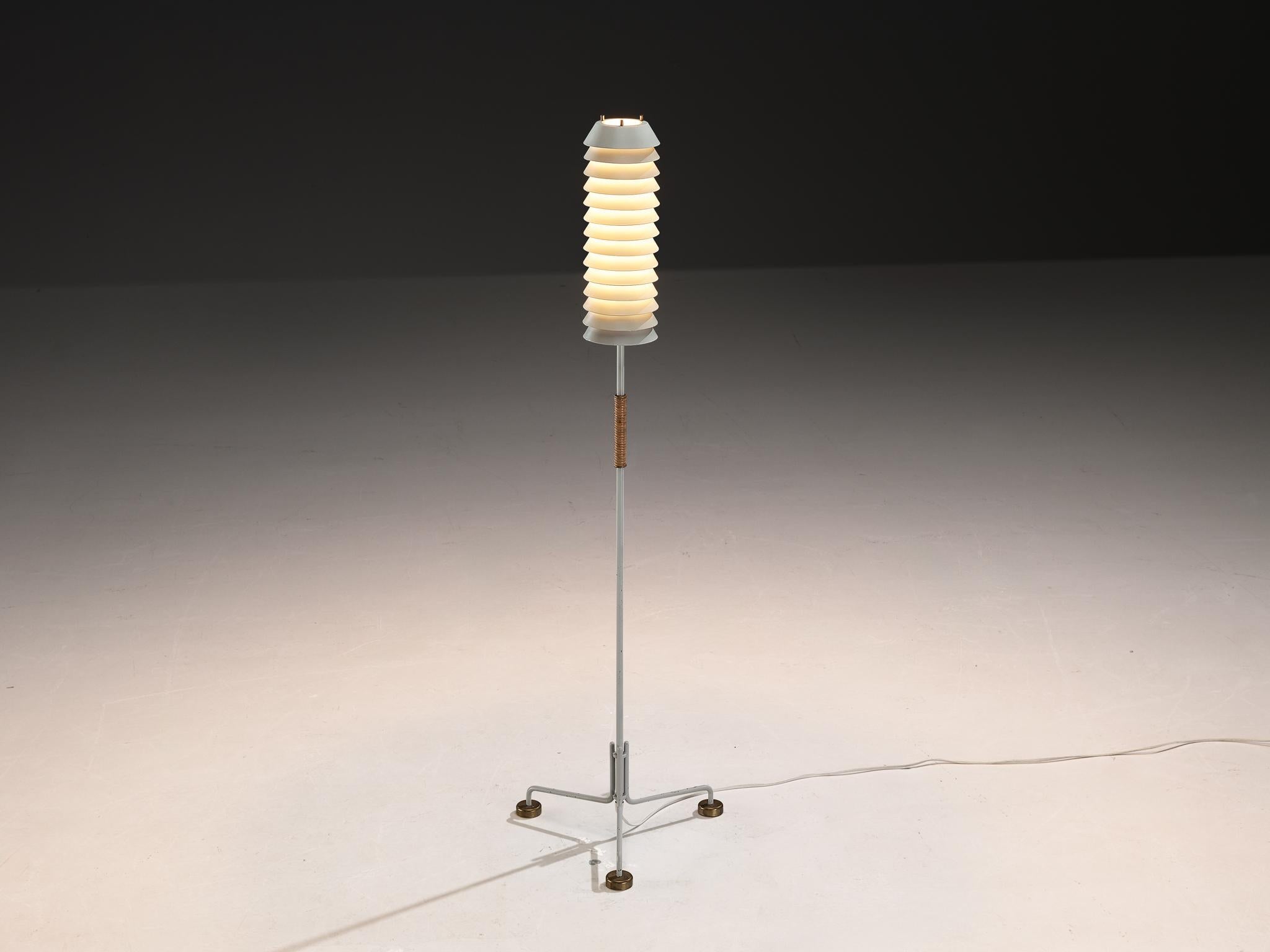 Ilmari Tapiovaara 'Maija the Bee' Floor Lamp with Cane and Brass Details lighting Morentz