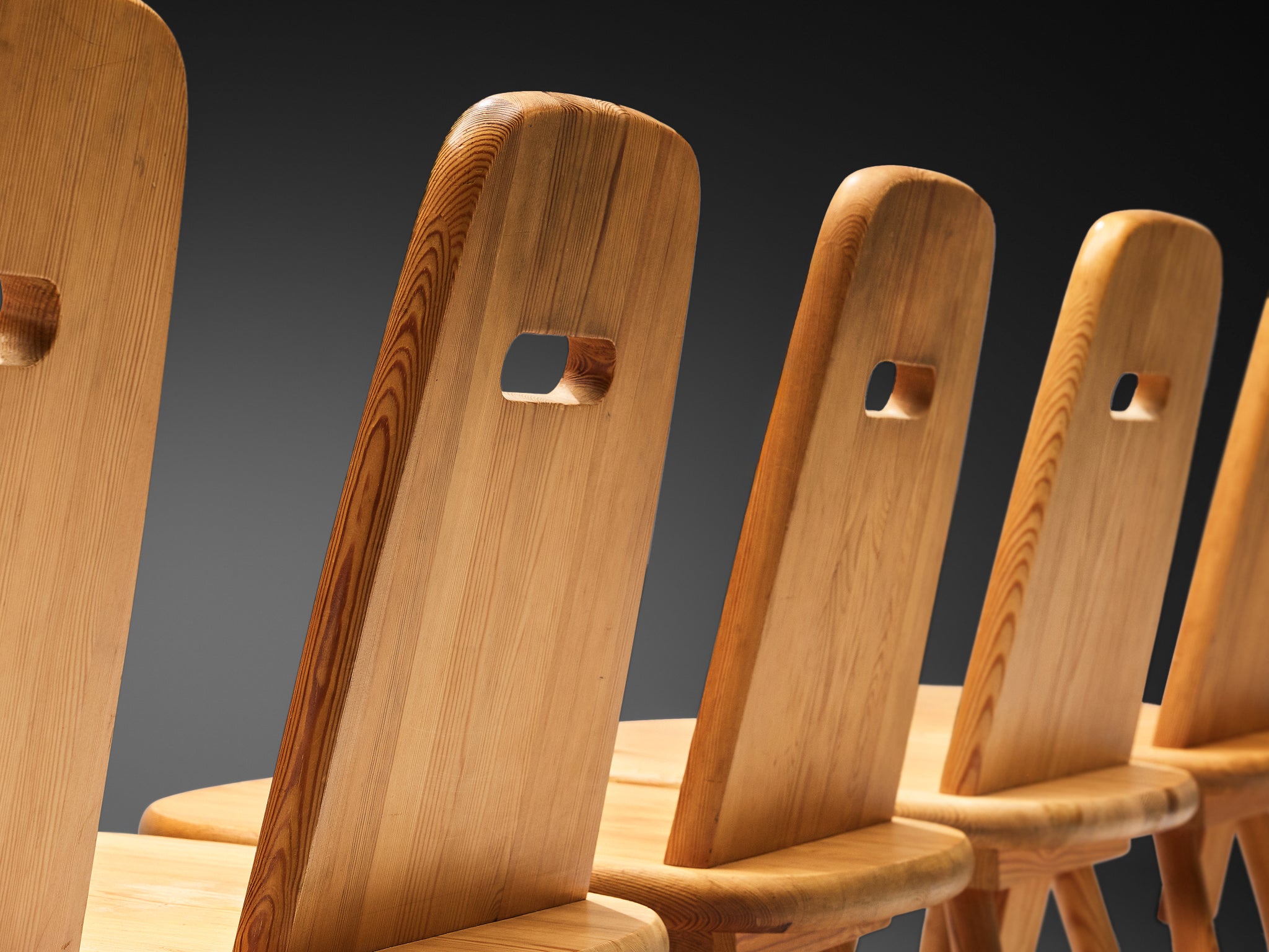 Eero Aarnio for Laukaan Puu Set of Six Dining Chairs in Solid Pine Seating Morentz