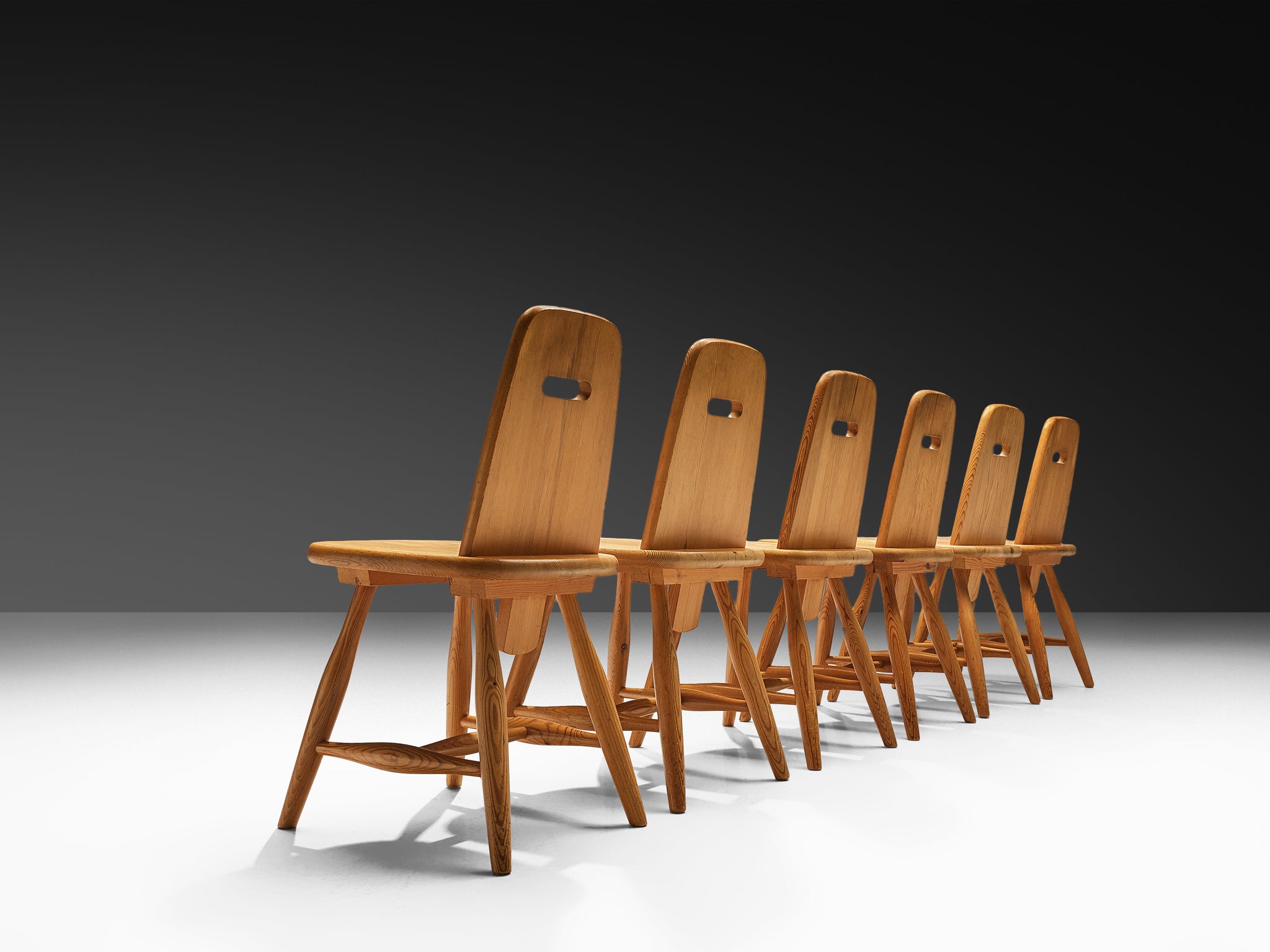 Eero Aarnio for Laukaan Puu Set of Six Dining Chairs in Solid Pine Seating Morentz