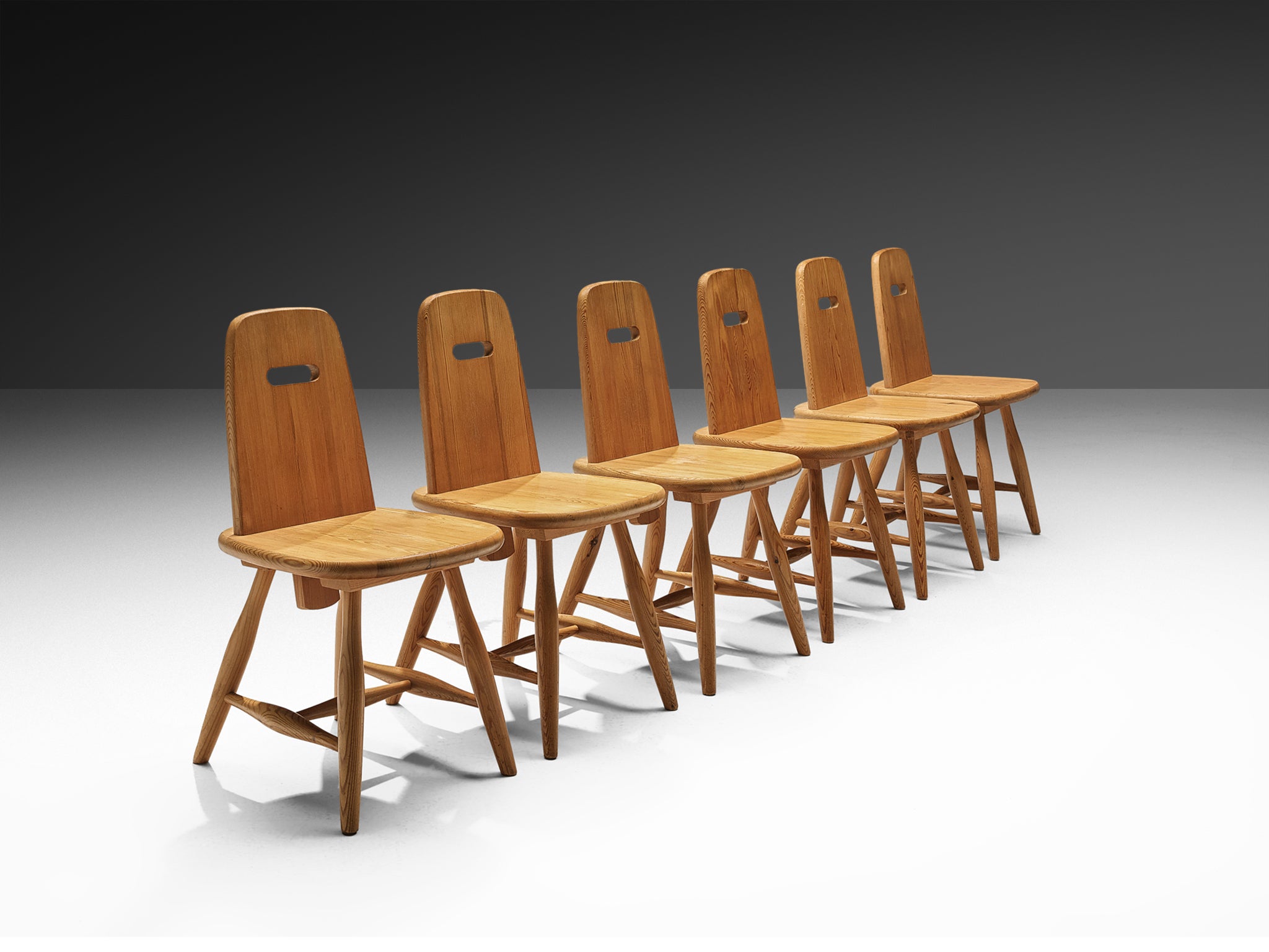 Eero Aarnio for Laukaan Puu Set of Six Dining Chairs in Solid Pine Seating Morentz