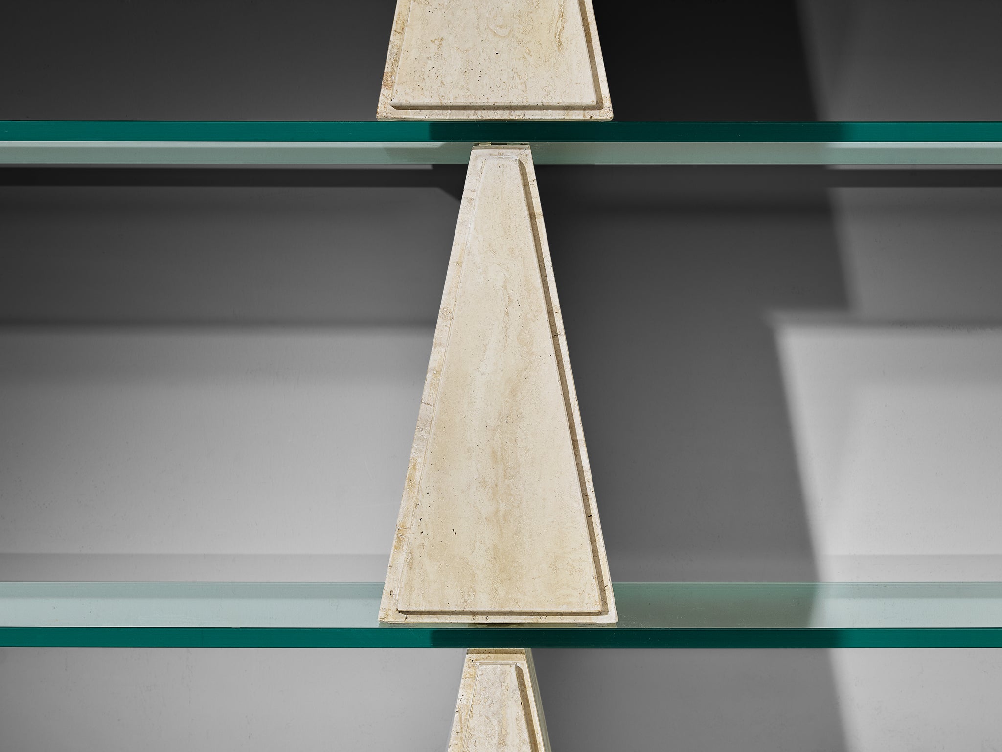 Post-Modern Wall Unit in Glass and Travertine Case pieces and storage cabinets Morentz