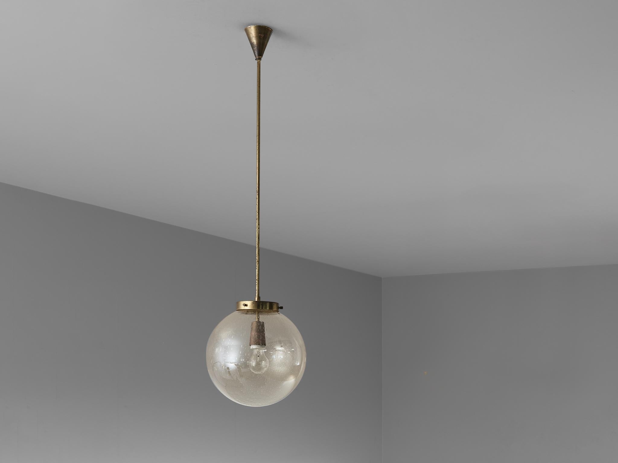 Smoked Glass Pendant with Brass Fixture lighting Morentz