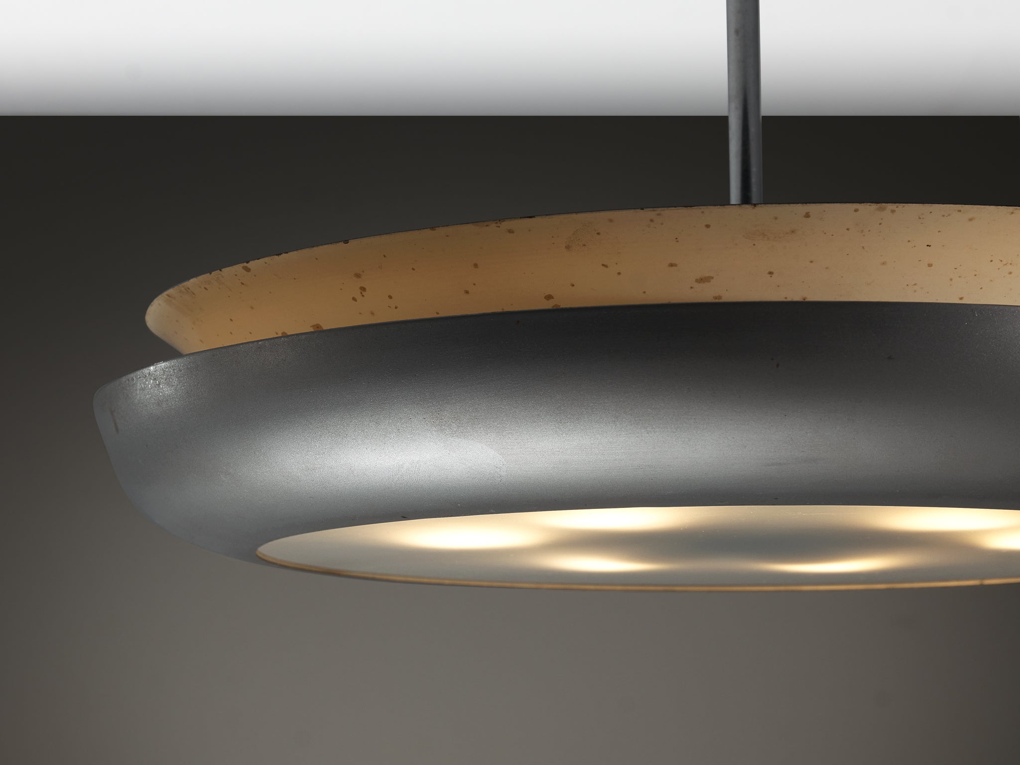 Josef Hurka for Napako Pendant Ceiling Light in Silver Steel and Glass Lighting Morentz