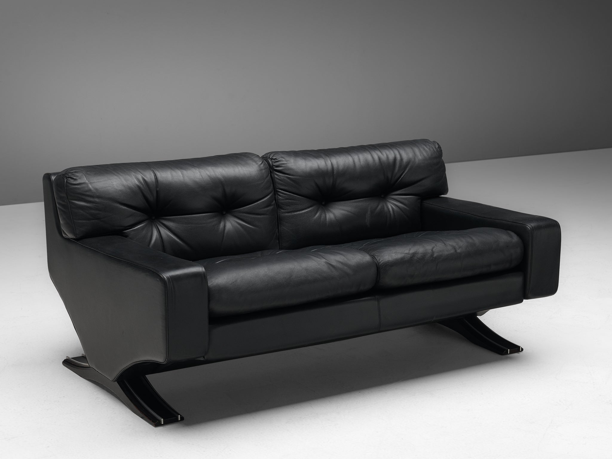 Franz Sartori for Flexform Sofa in Black Leather seating Morentz