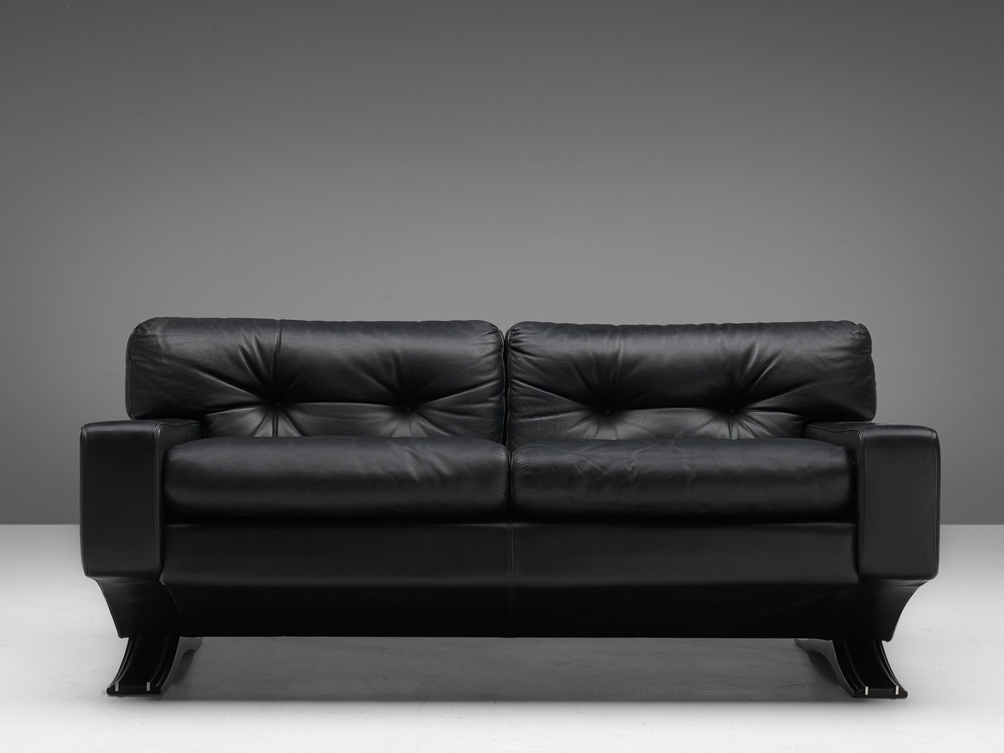 Franz Sartori for Flexform Sofa in Black Leather seating Morentz