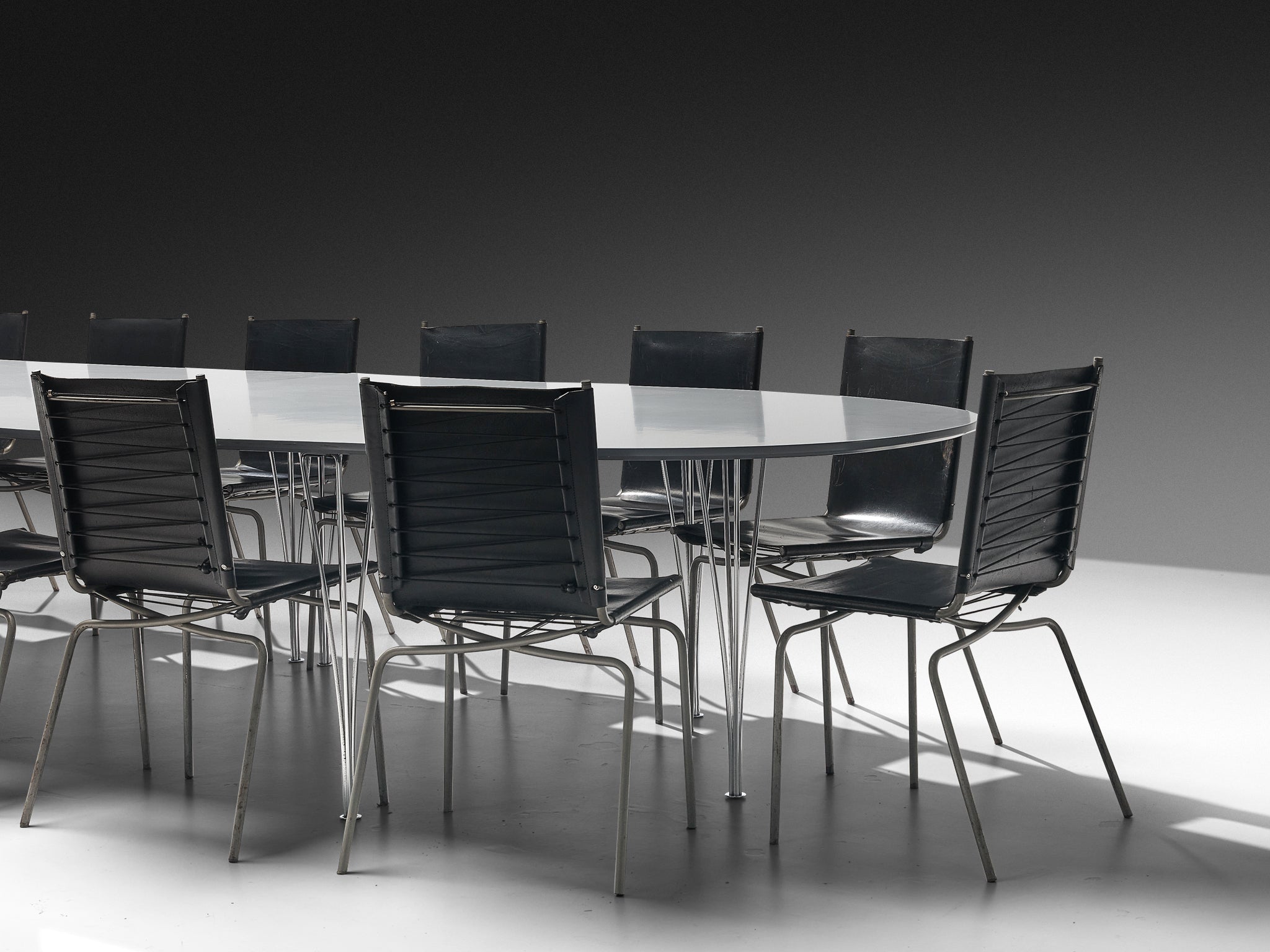 Bruno Mathsson & Piet Hein Super-Ellipse Table with Fabiaan Van Severen Chairs Tables Morentz