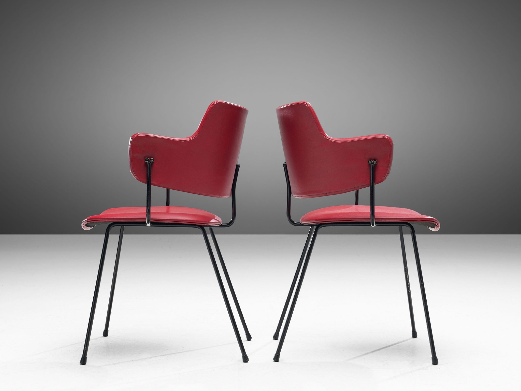 Wim Rietveld & W.H. Gispen for Kembo '205' Chairs in Red Upholstery seating Morentz