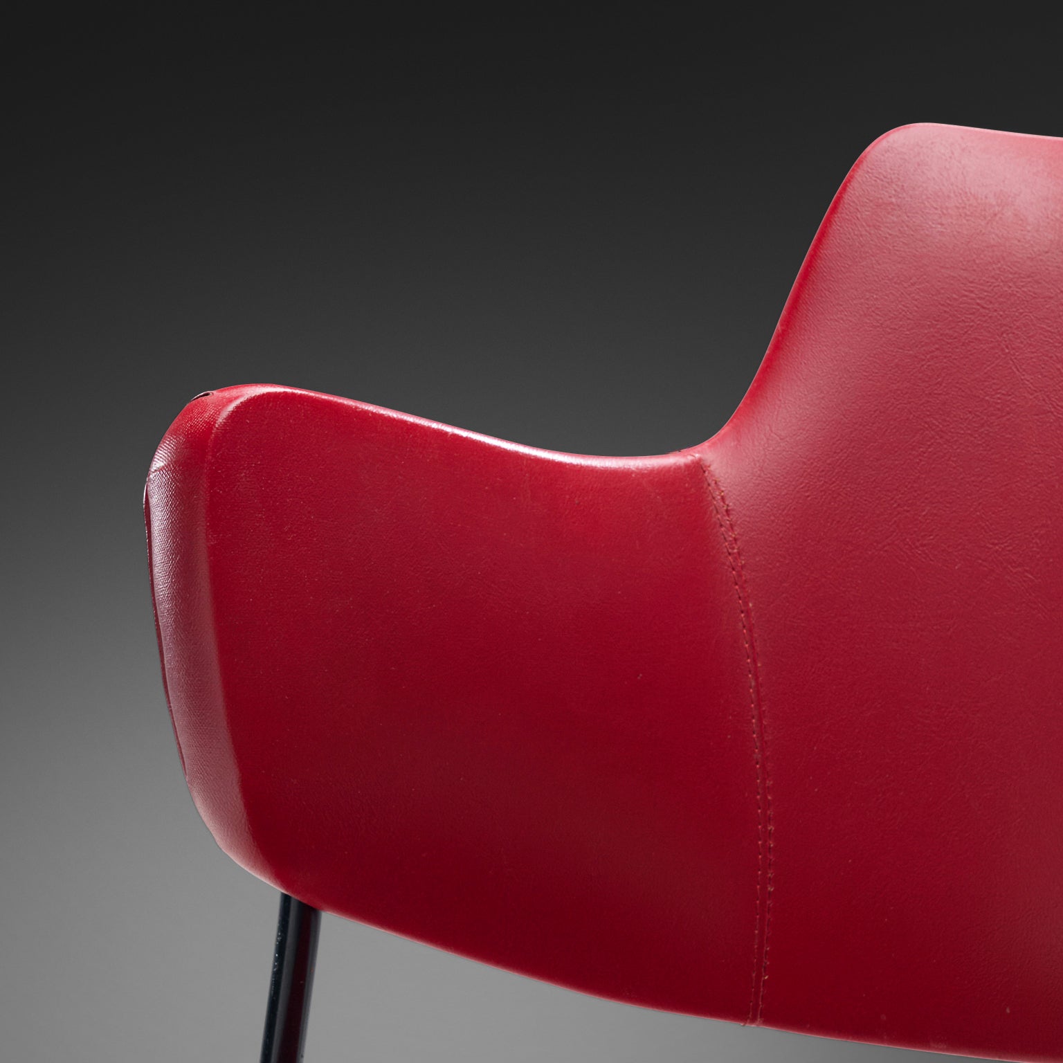 Wim Rietveld & W.H. Gispen for Kembo '205' Dining Chairs in Red Upholstery Seating Morentz