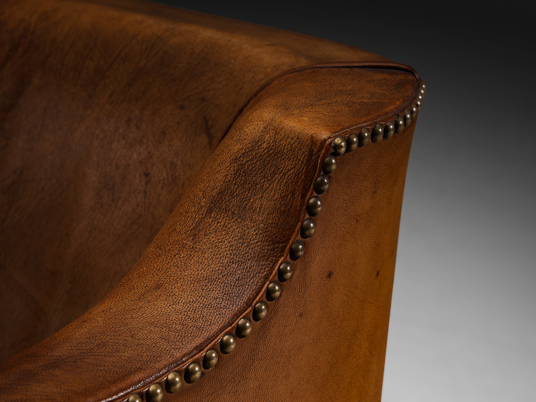 Unique Jacob Kjaer Sofa in Original Niger Leather and Mahogany Seating Morentz