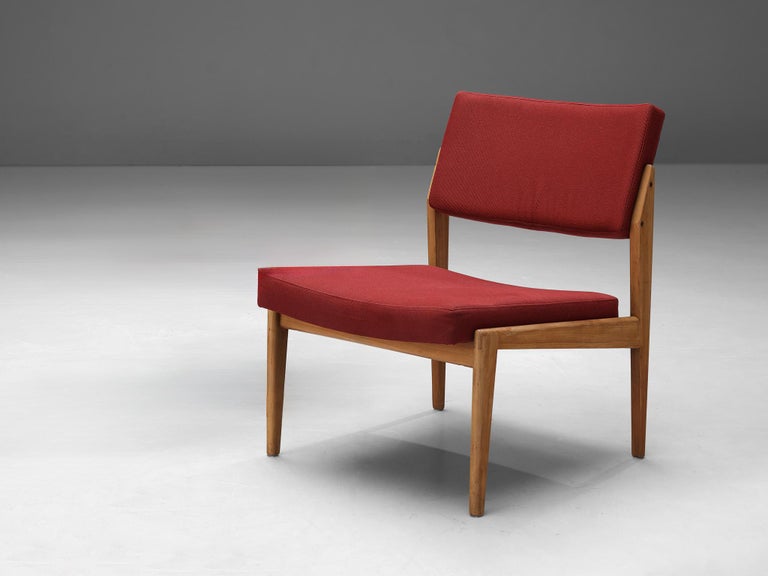 Thonet Pair of Chairs in Cherry and Burgundy Upholstery