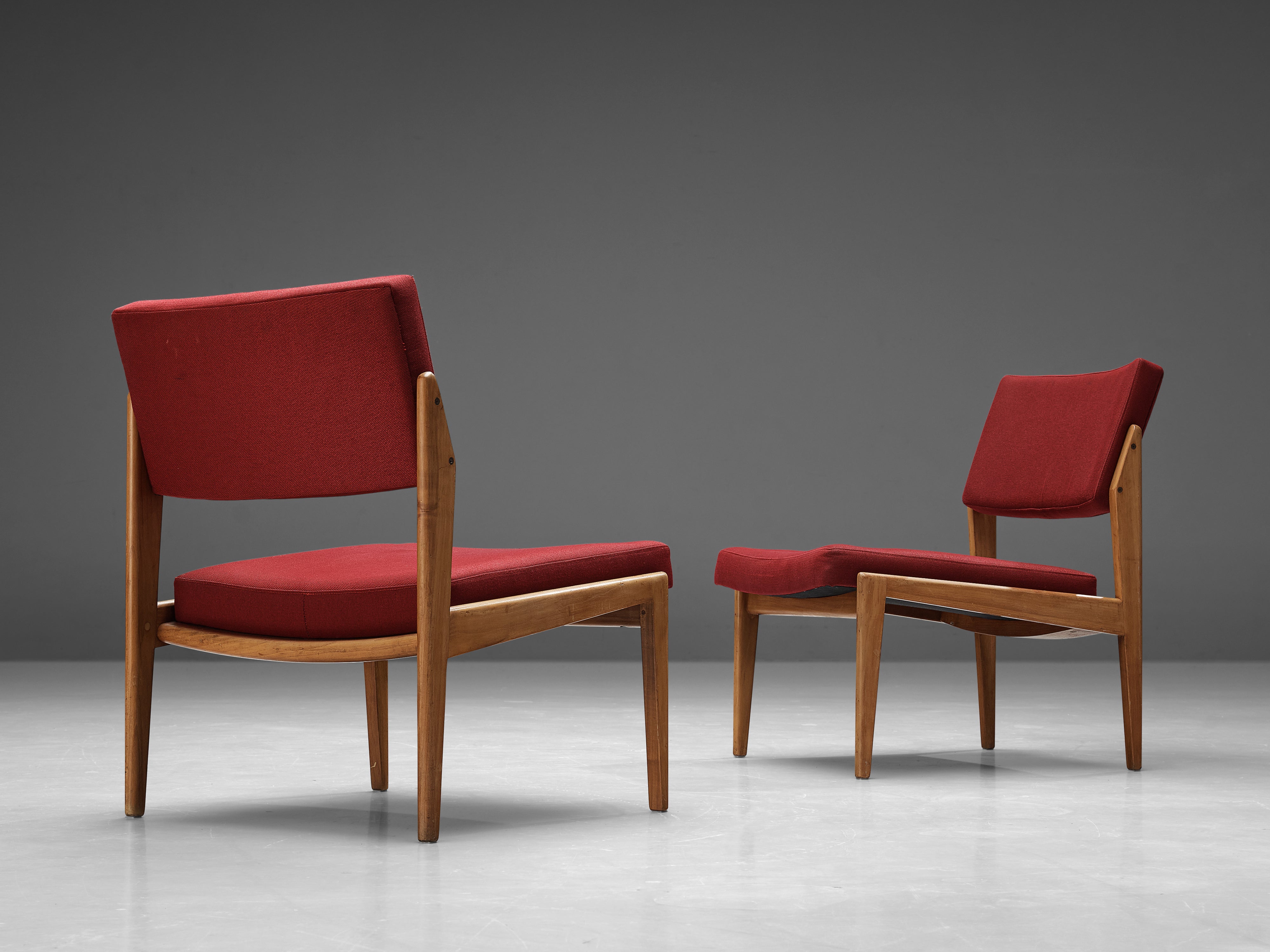 Thonet Pair of Chairs in Cherry and Burgundy Upholstery seating Morentz