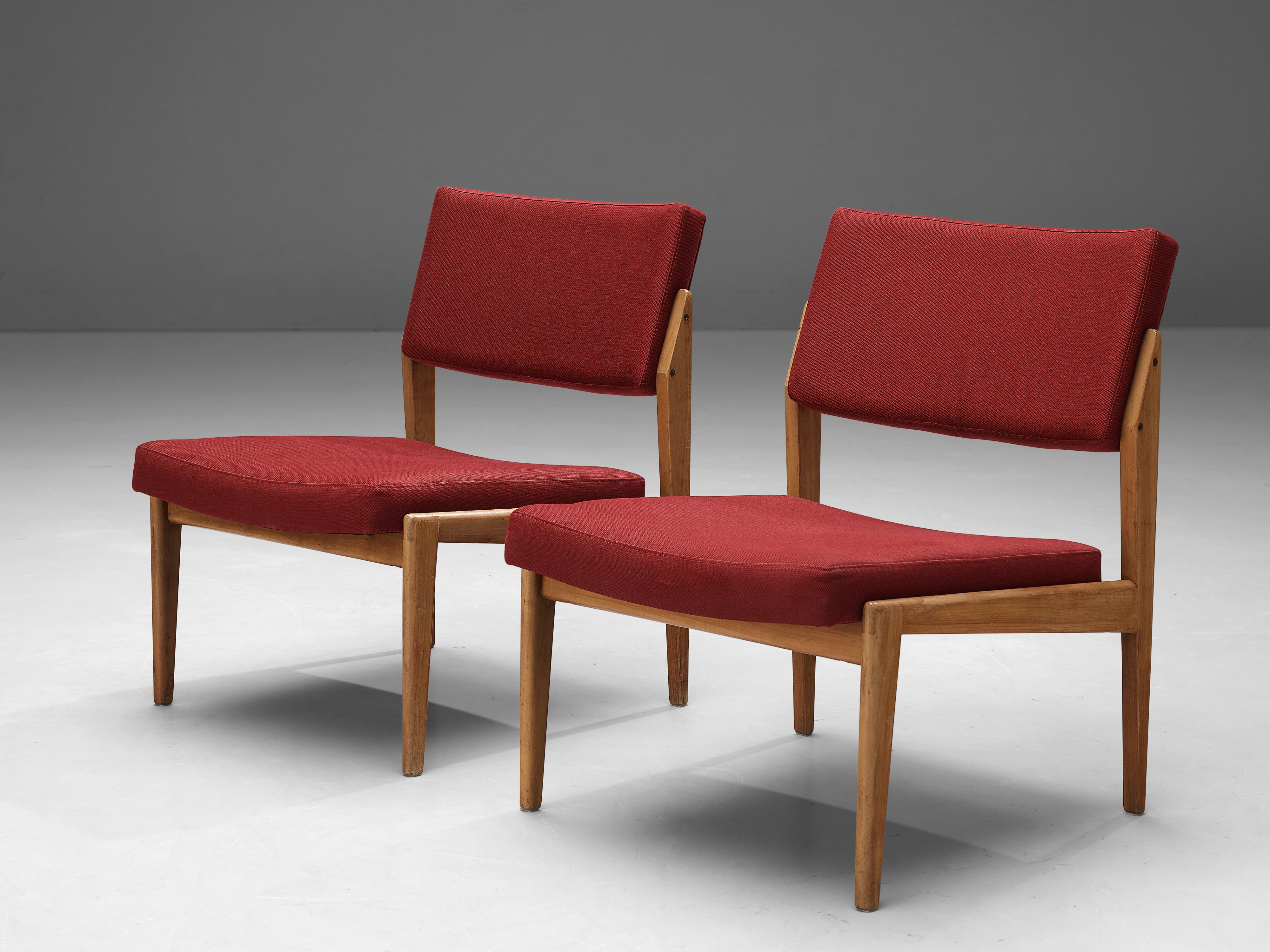 Thonet Pair of Chairs in Cherry and Burgundy Upholstery seating Morentz