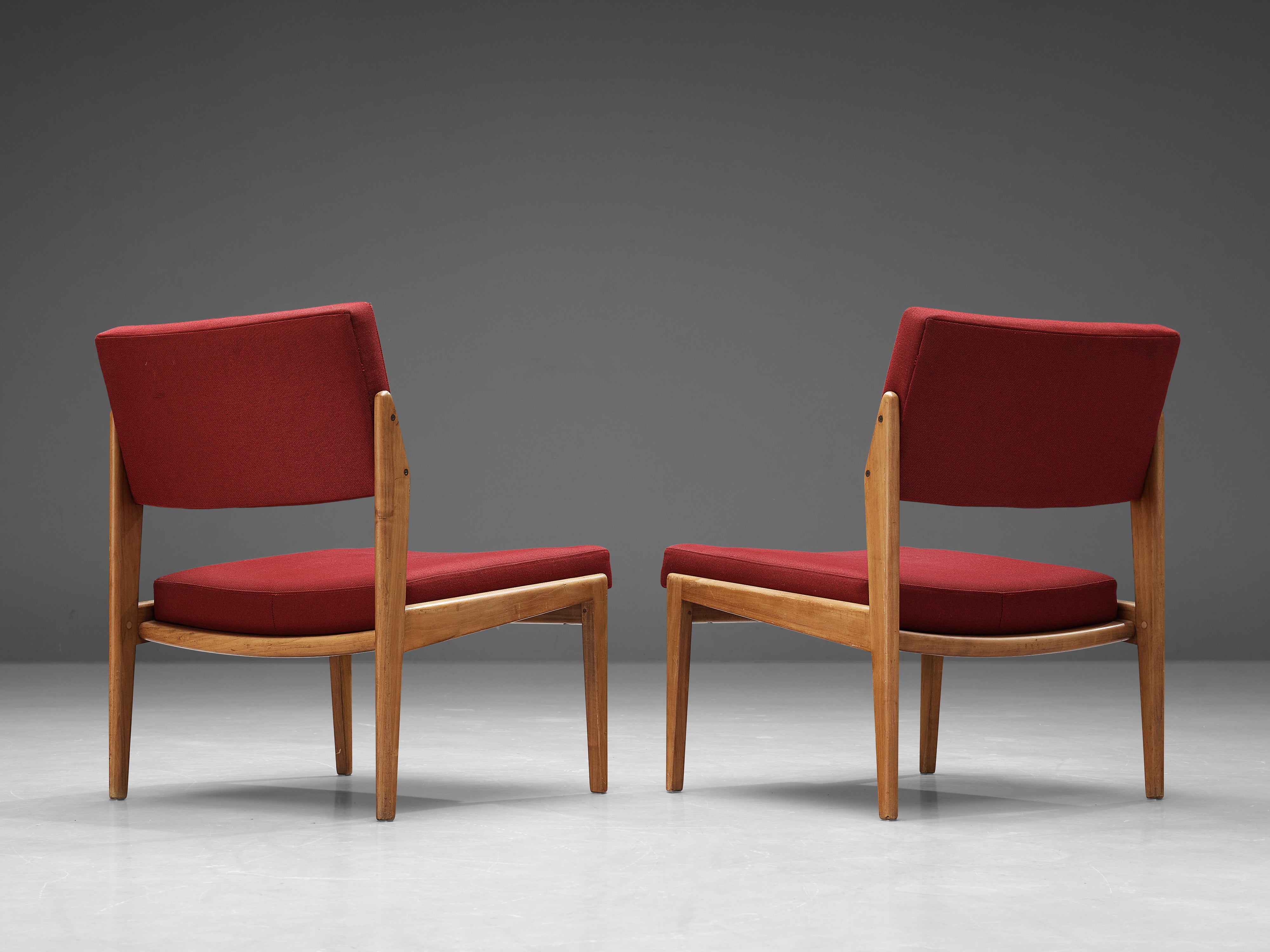 Thonet Pair of Chairs in Cherry and Burgundy Upholstery seating Morentz