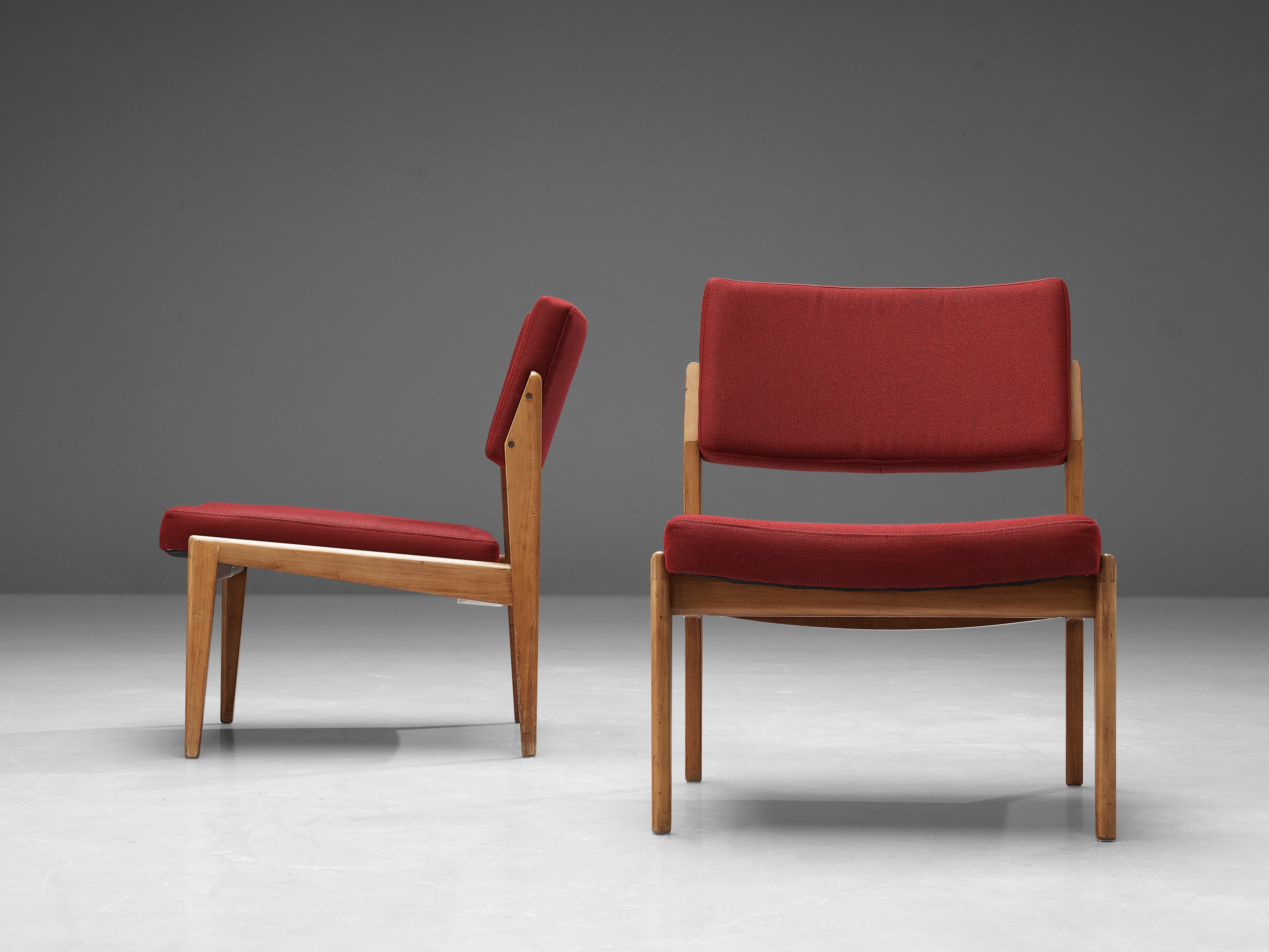 Thonet Pair of Chairs in Cherry and Burgundy Upholstery seating Morentz
