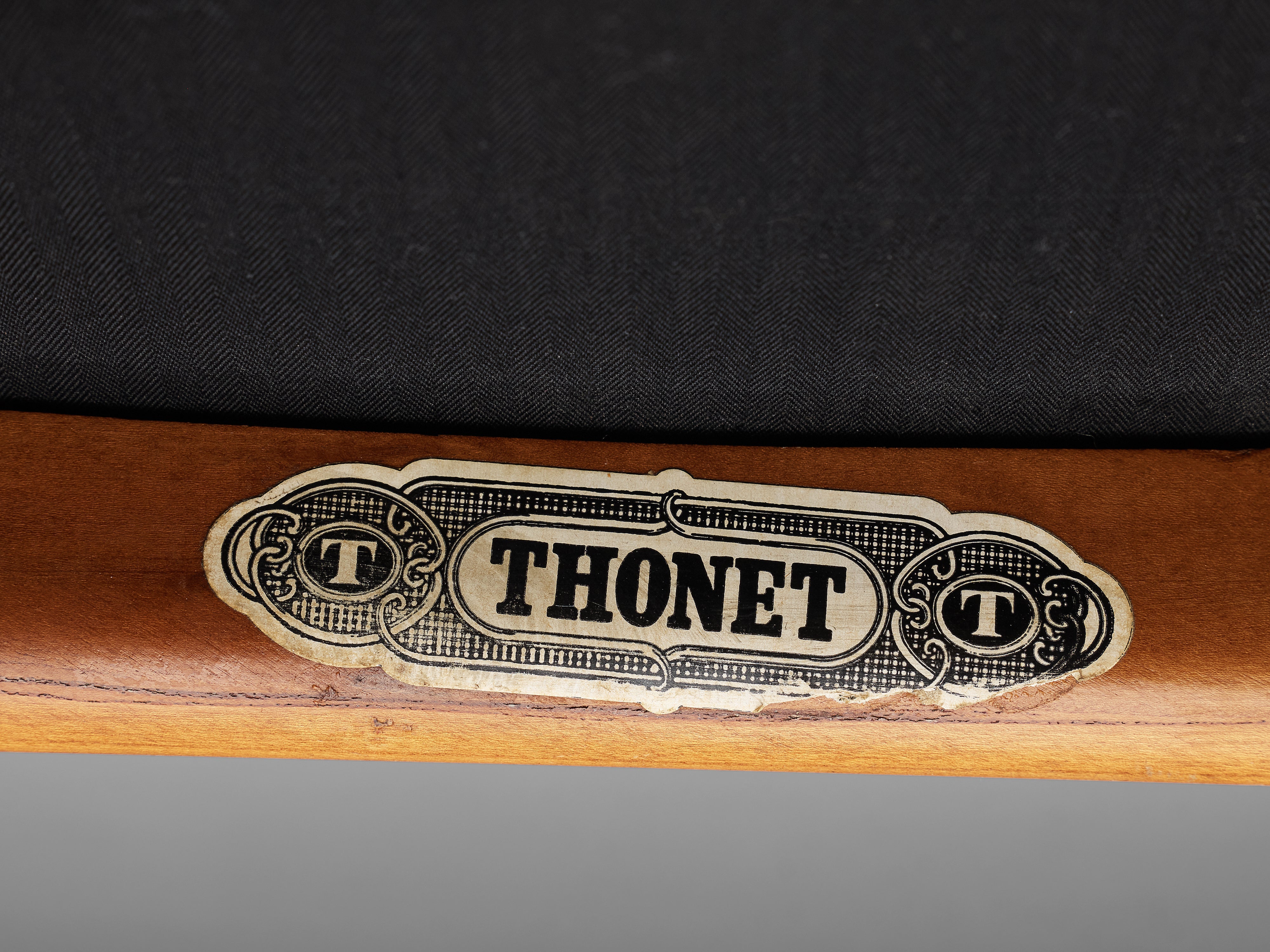 Thonet Pair of Chairs in Cherry and Burgundy Upholstery seating Morentz