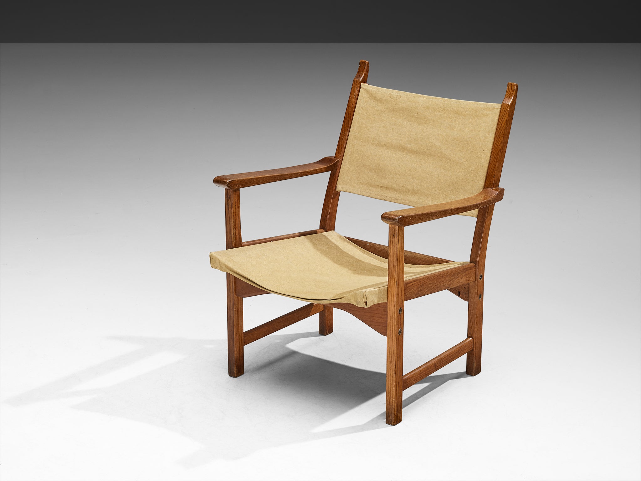 Carl Malmsten & Yngve Ekström Pair of 'Caryngo' Chairs in Oak and Canvas Seating Morentz