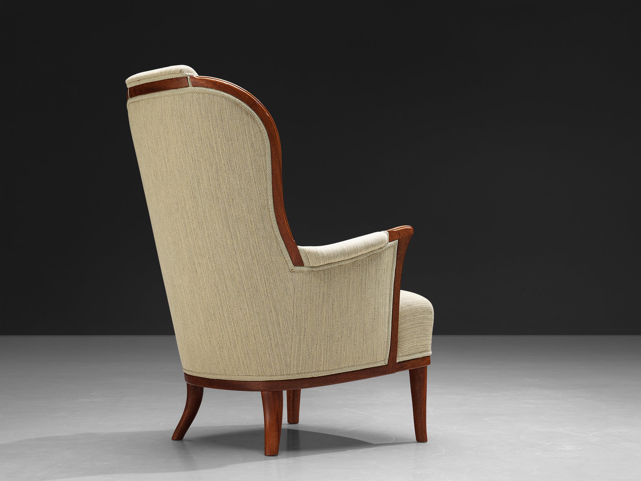 Carl Malmsten for O.H. Sjögren Pair of 'Our Lady' Lounge Chair in Teak and White Upholstery Seating Morentz