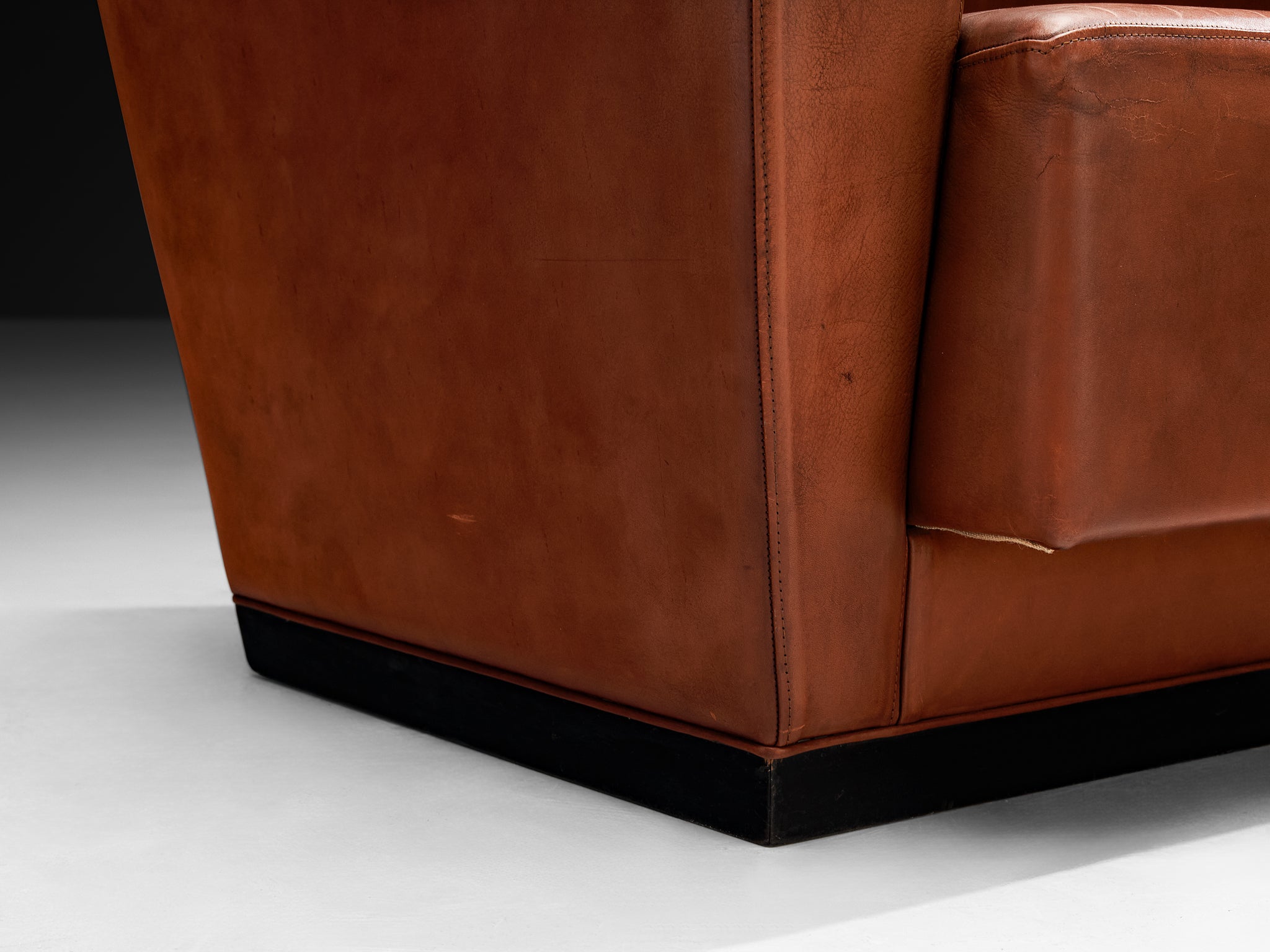Rare Axel Einar Hjorth ‘Lido’ Lounge Chair in Patinated Leather Seating Morentz