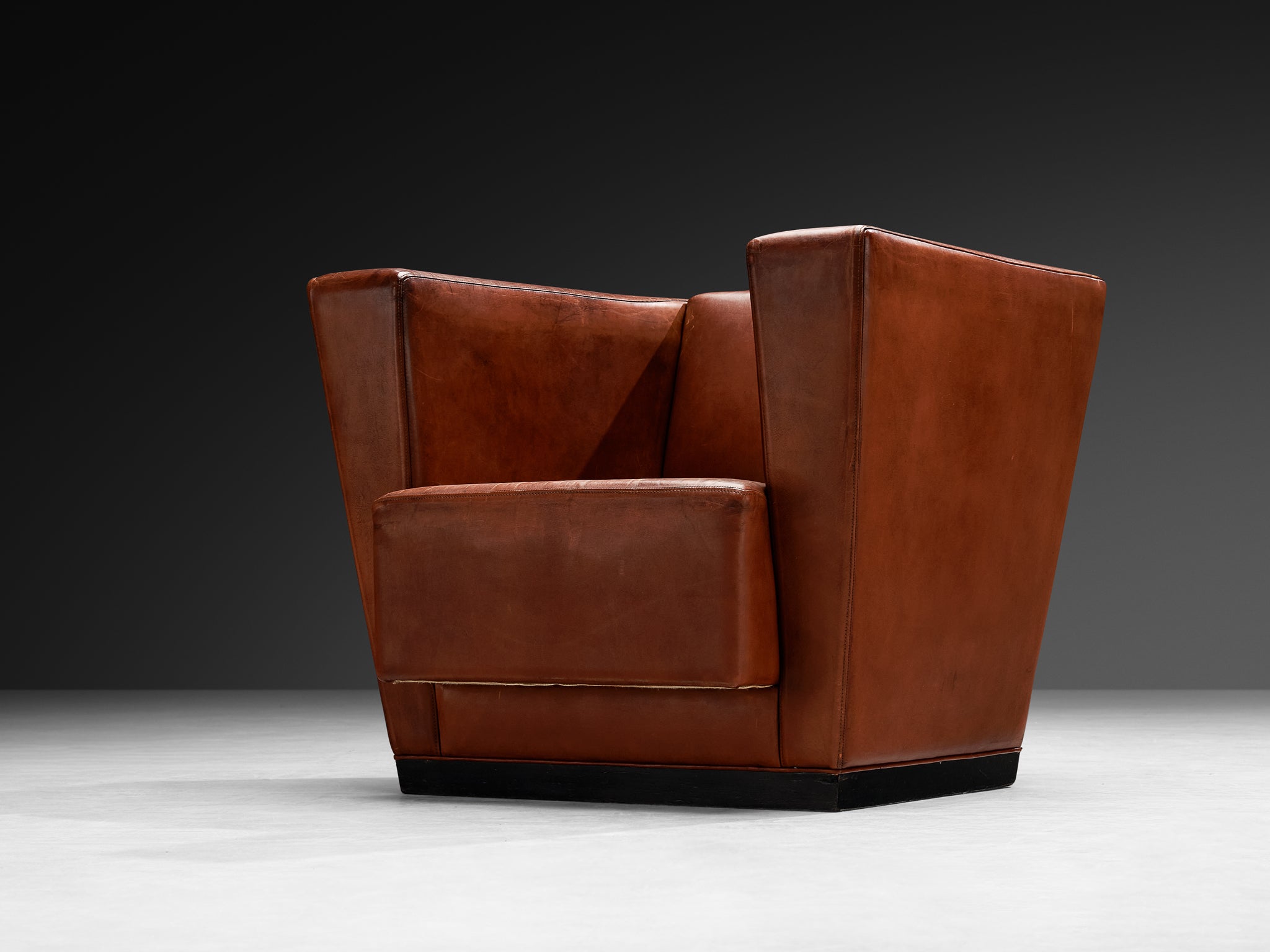 Rare Axel Einar Hjorth ‘Lido’ Lounge Chair in Patinated Leather Seating Morentz