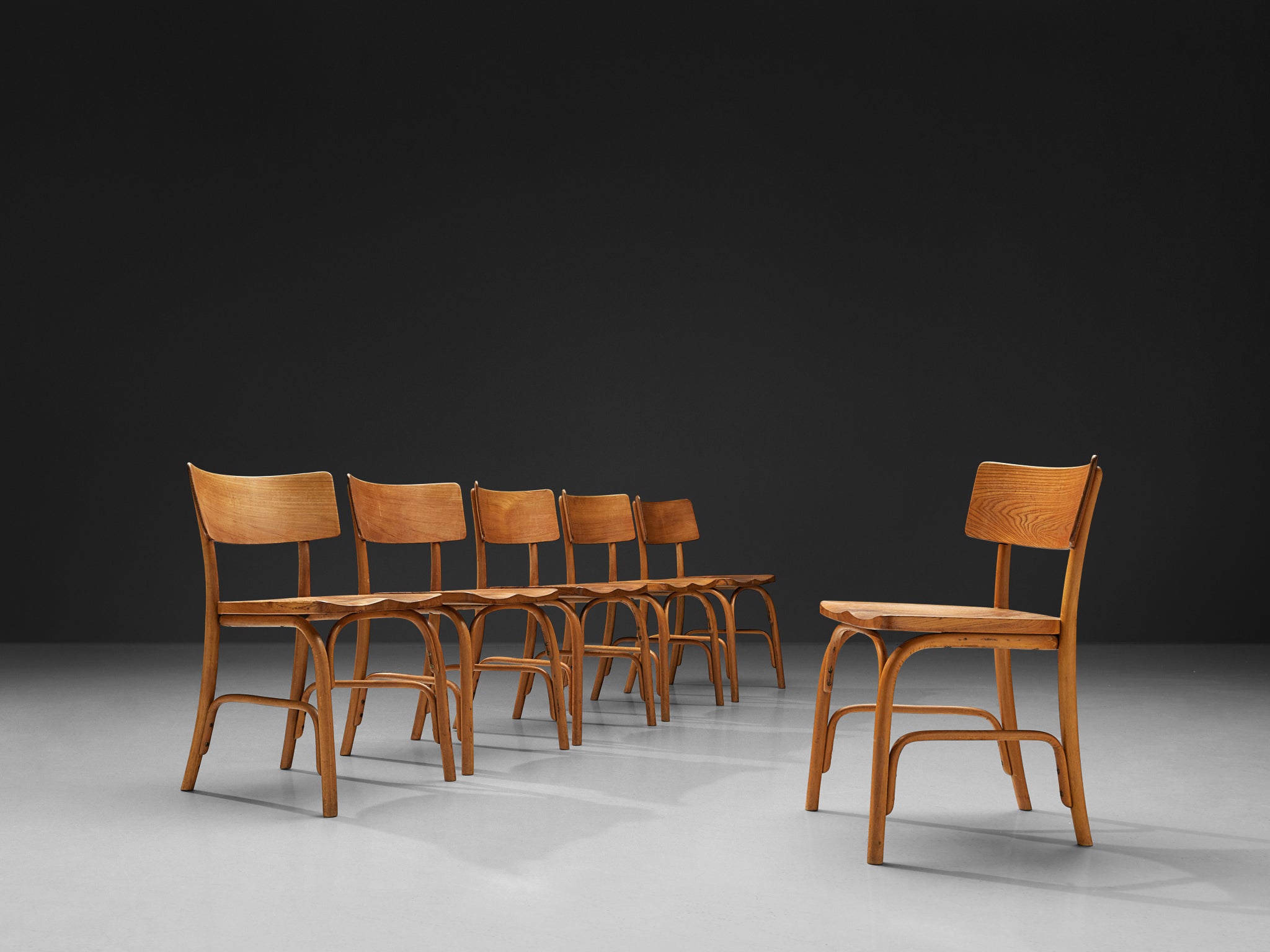 Frits Schlegel for Fritz Hansen Set of Six 'Husum' Chairs Seating Morentz