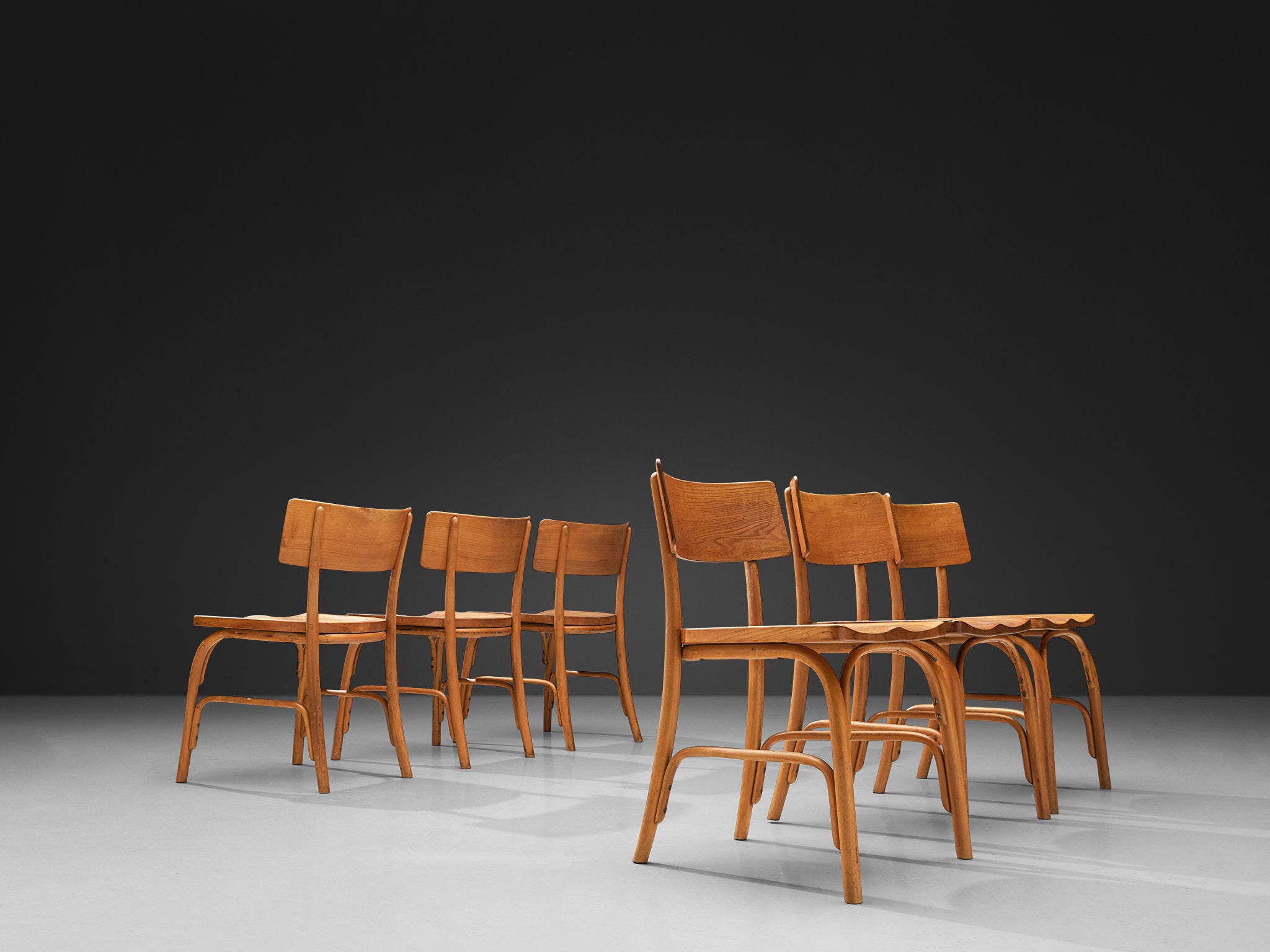 Frits Schlegel for Fritz Hansen Set of Six 'Husum' Chairs Seating Morentz