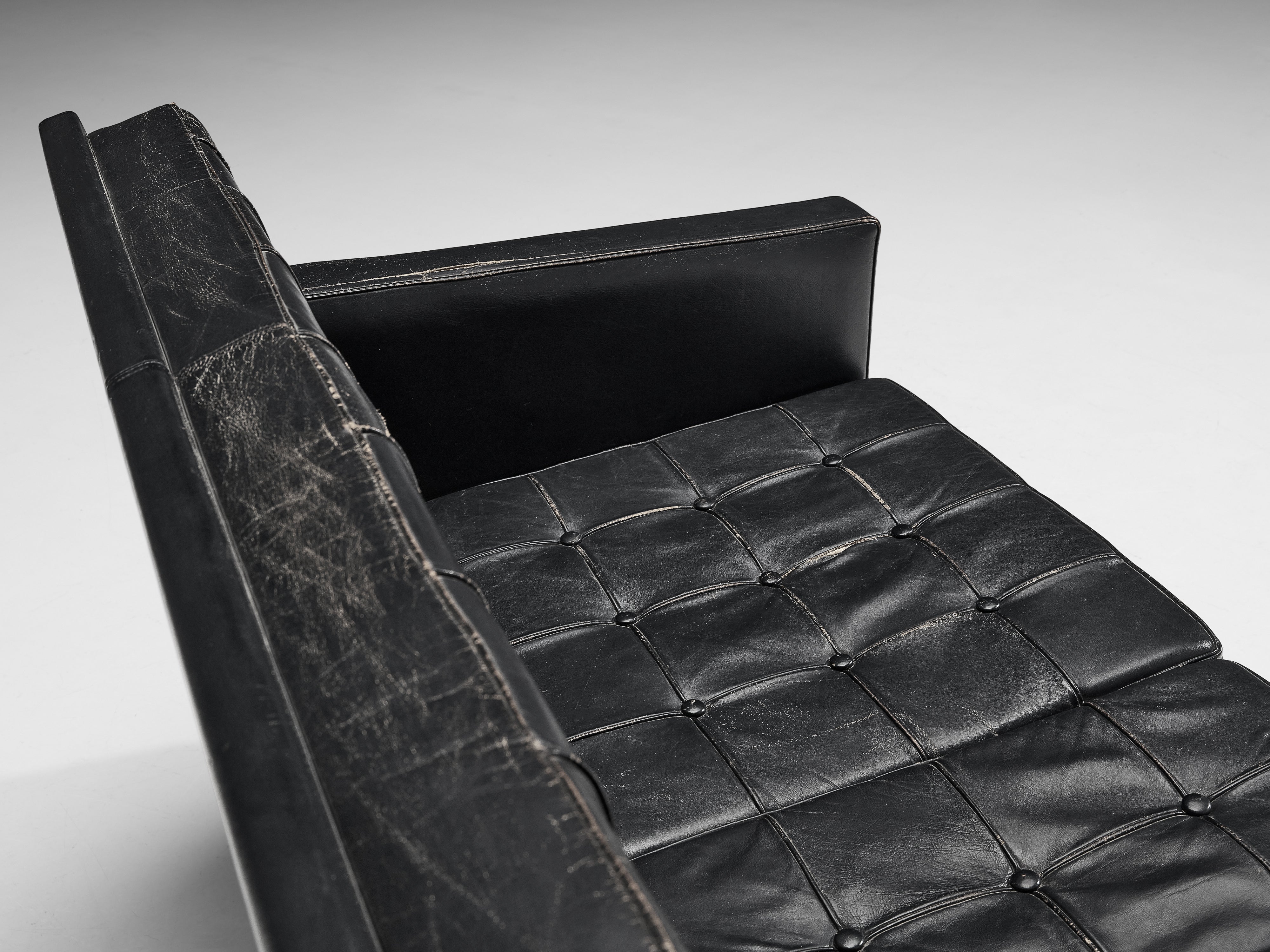 Karl Erik Ekselius Sofa in Teak and Black Leather seating Morentz
