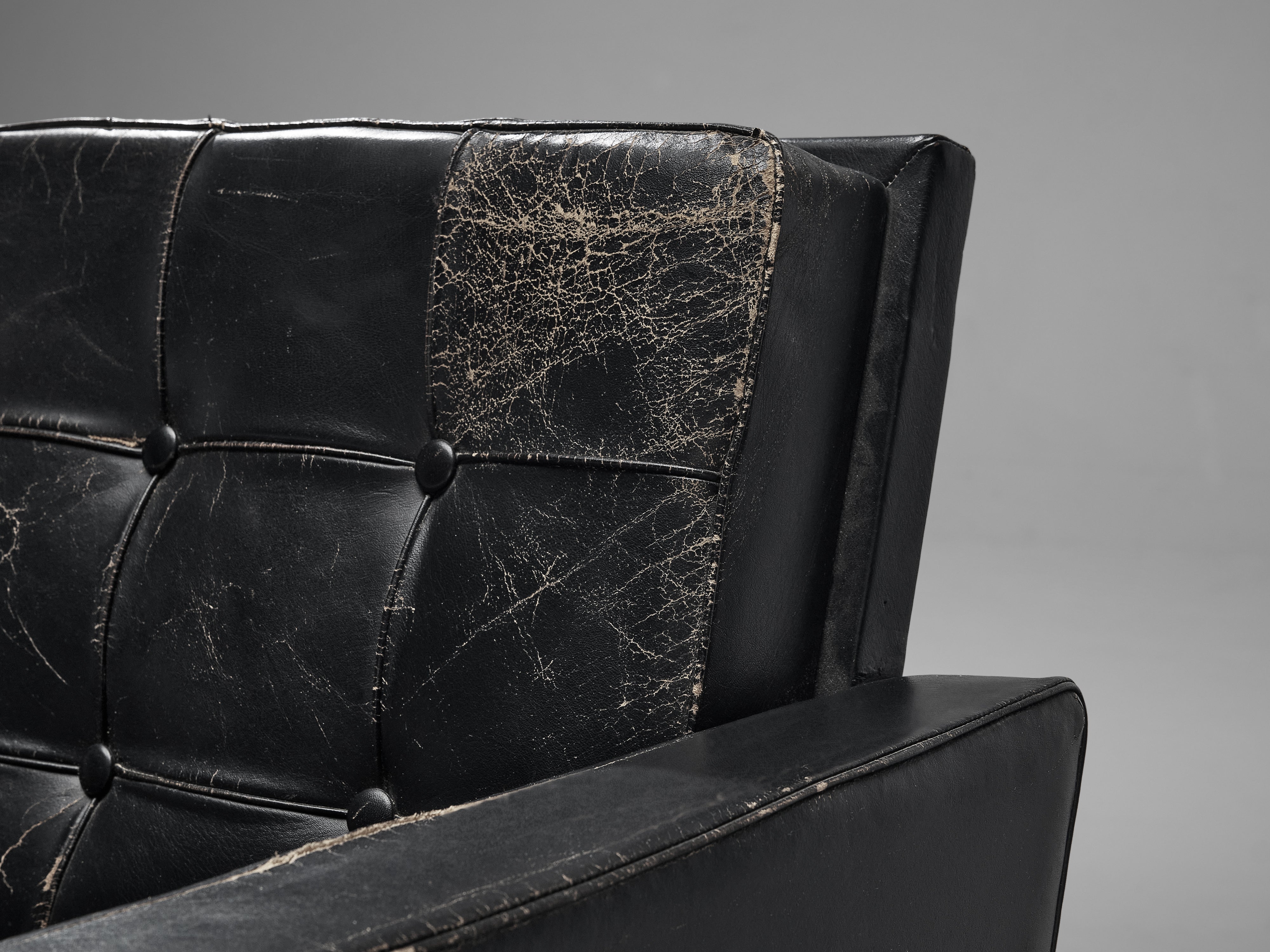 Karl Erik Ekselius Sofa in Teak and Black Leather seating Morentz