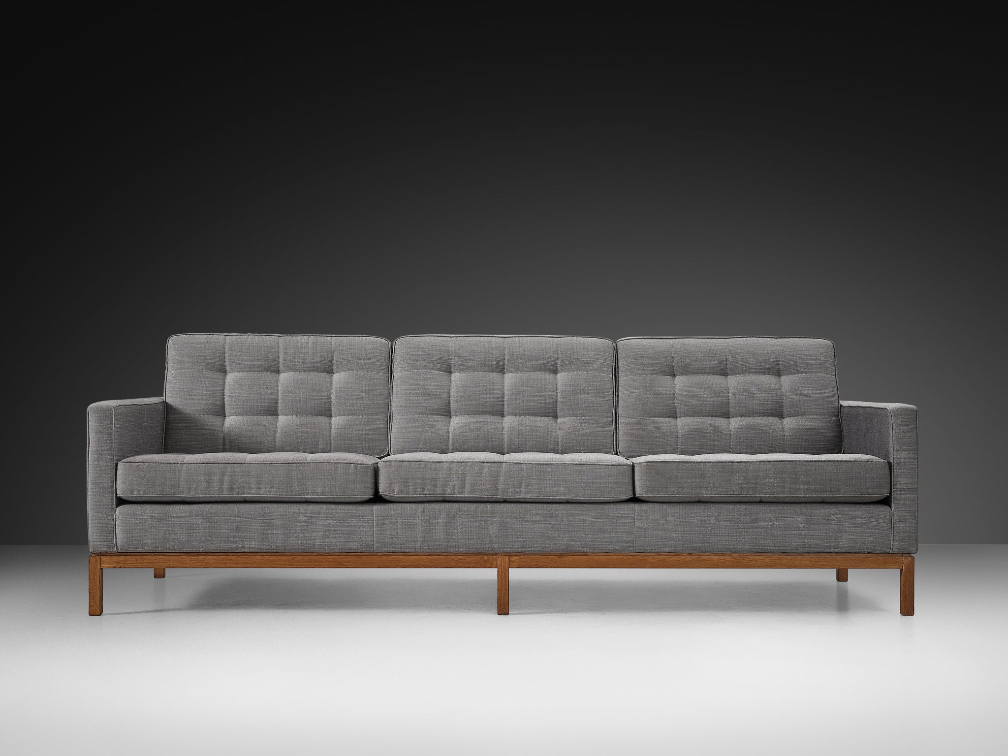 Florence Knoll for Knoll International Sofa in Teak and Grey Upholstery Seating Morentz