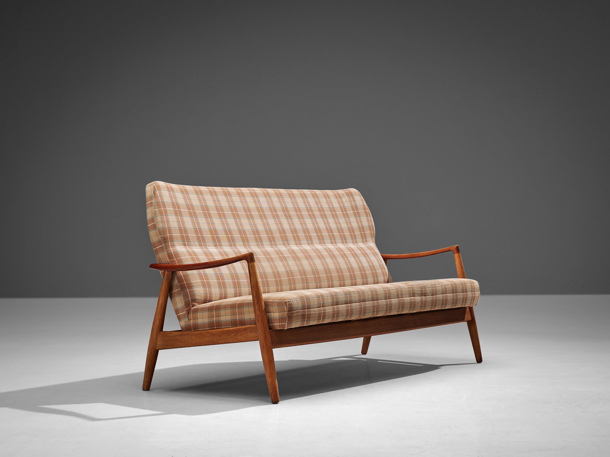 Aksel Bender Madsen Sofa in Checkered Fabric, Oak and Teak seating Morentz