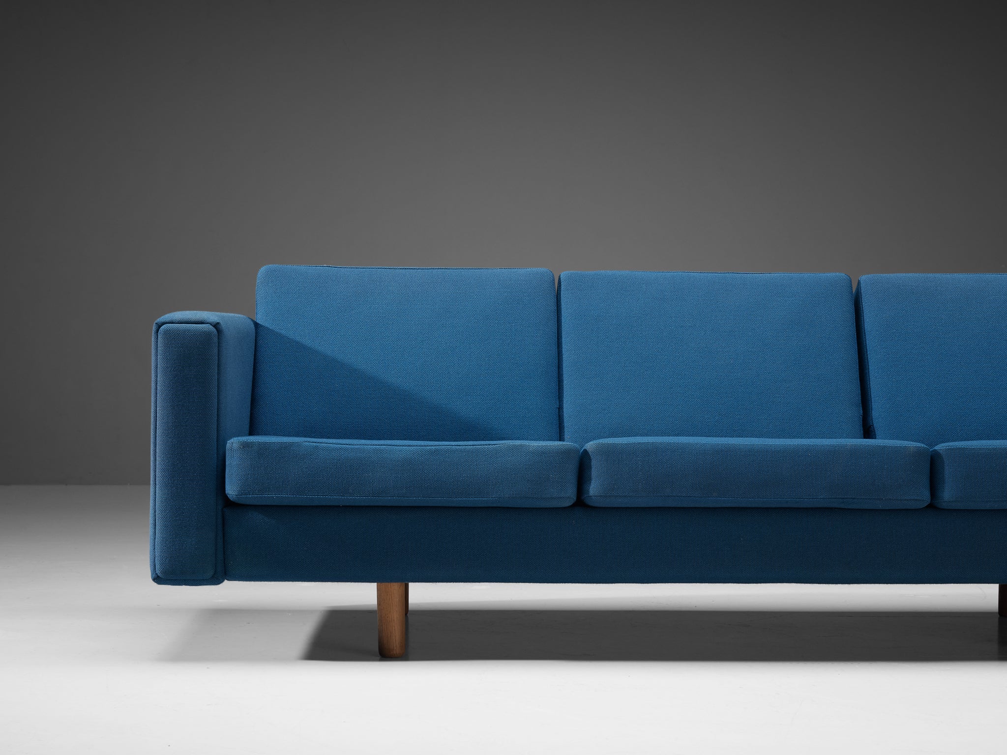 Hans J. Wegner for GETAMA Sofa in Oak and Blue Upholstery seating Morentz