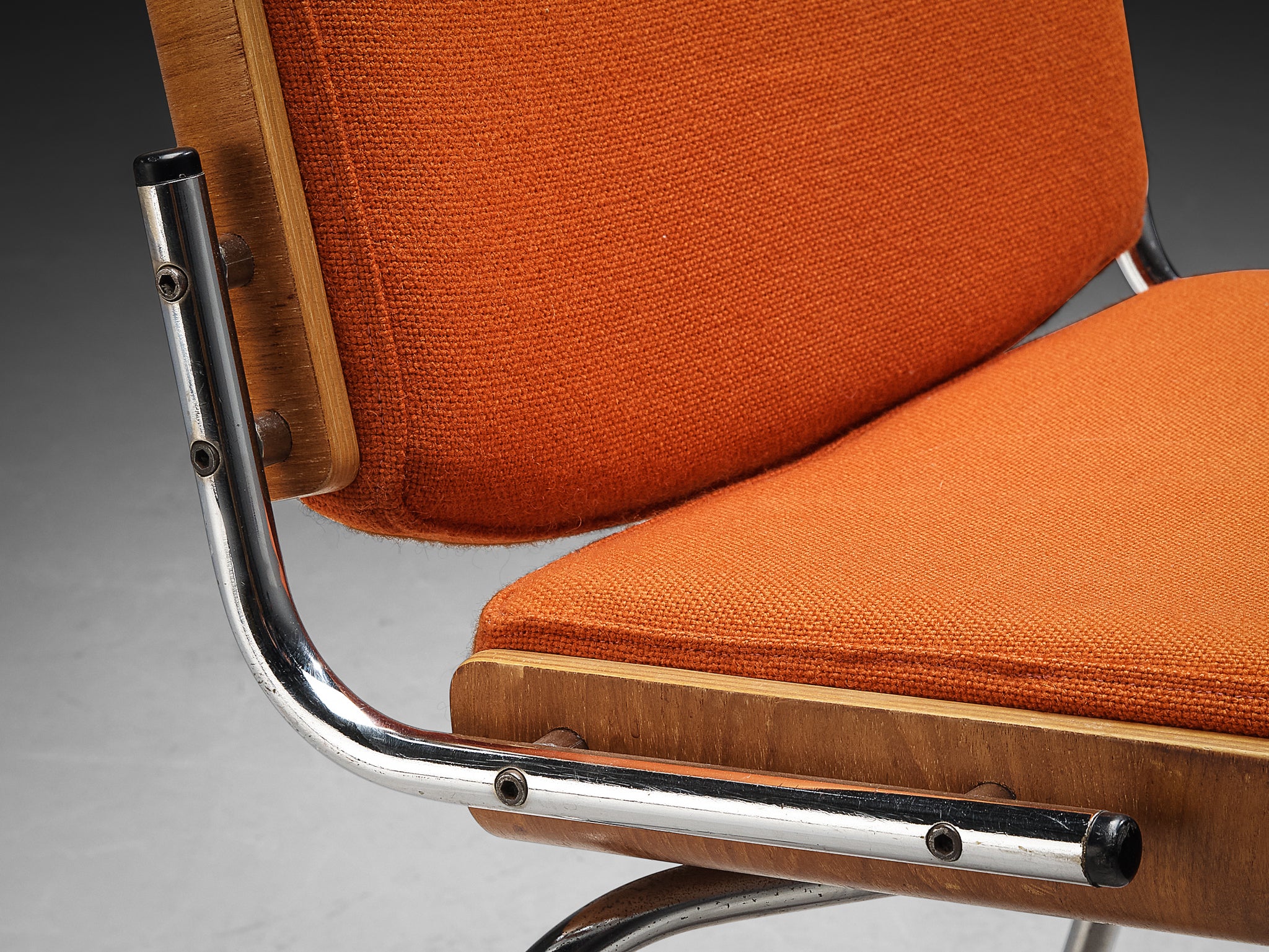 Danish Dining Chairs in Teak and Orange Upholstery Seating Morentz