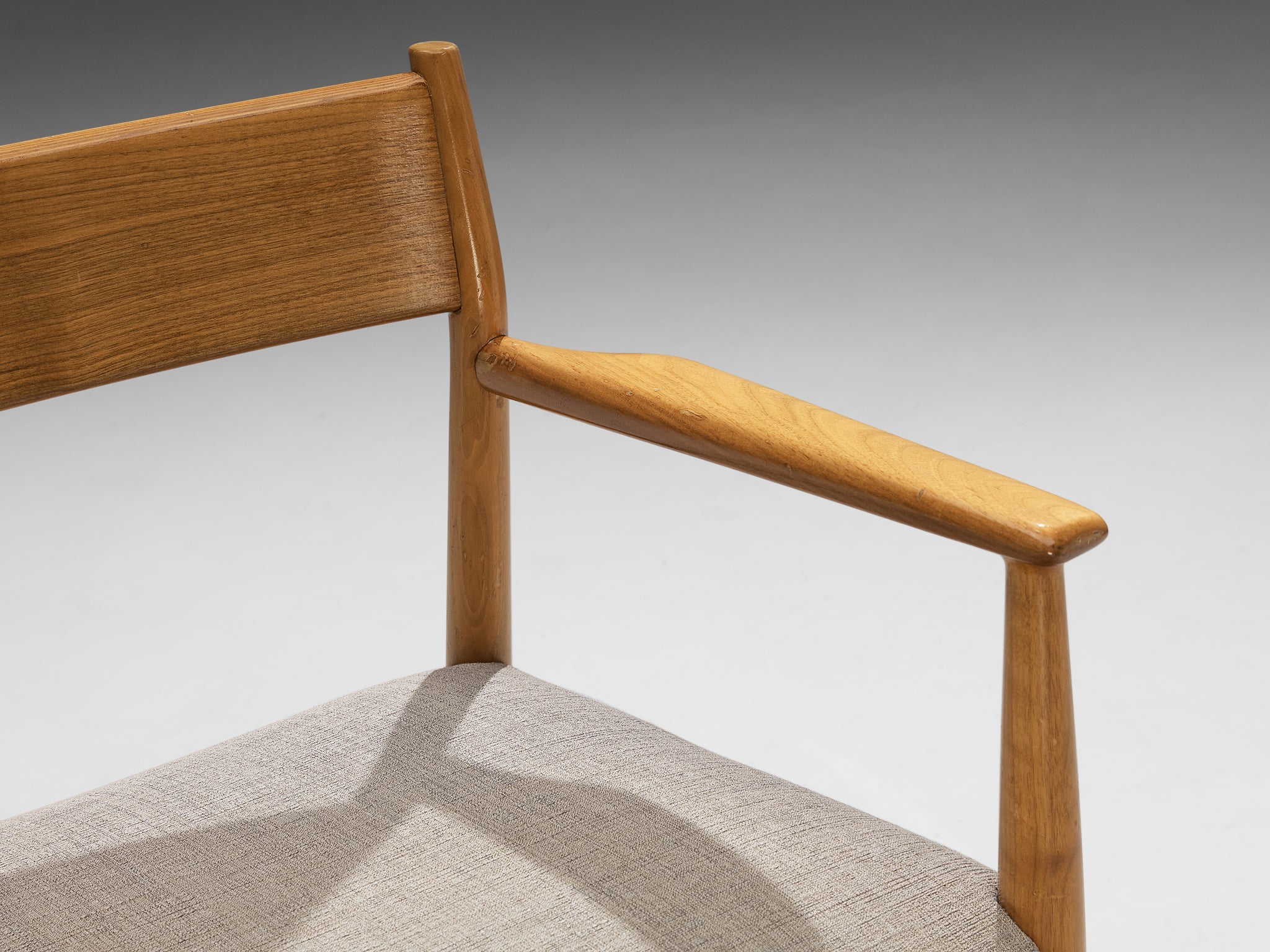 Arne Vodder Set of Six Dining Chairs in Walnut and Grey Upholstery seating Morentz