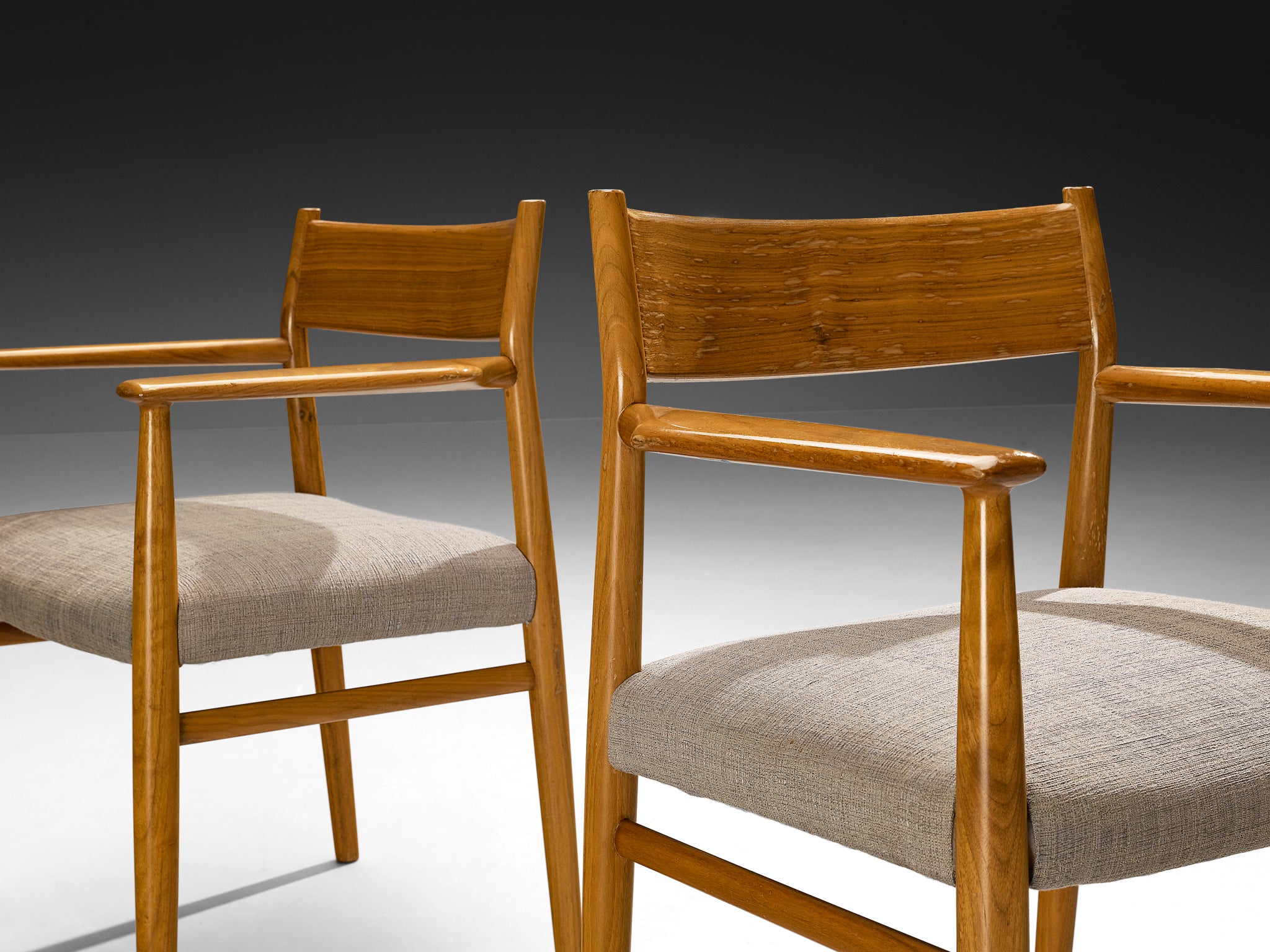 Arne Vodder for Sibast Set of Four Dining Chairs in Walnut and Grey Upholstery Seating Morentz