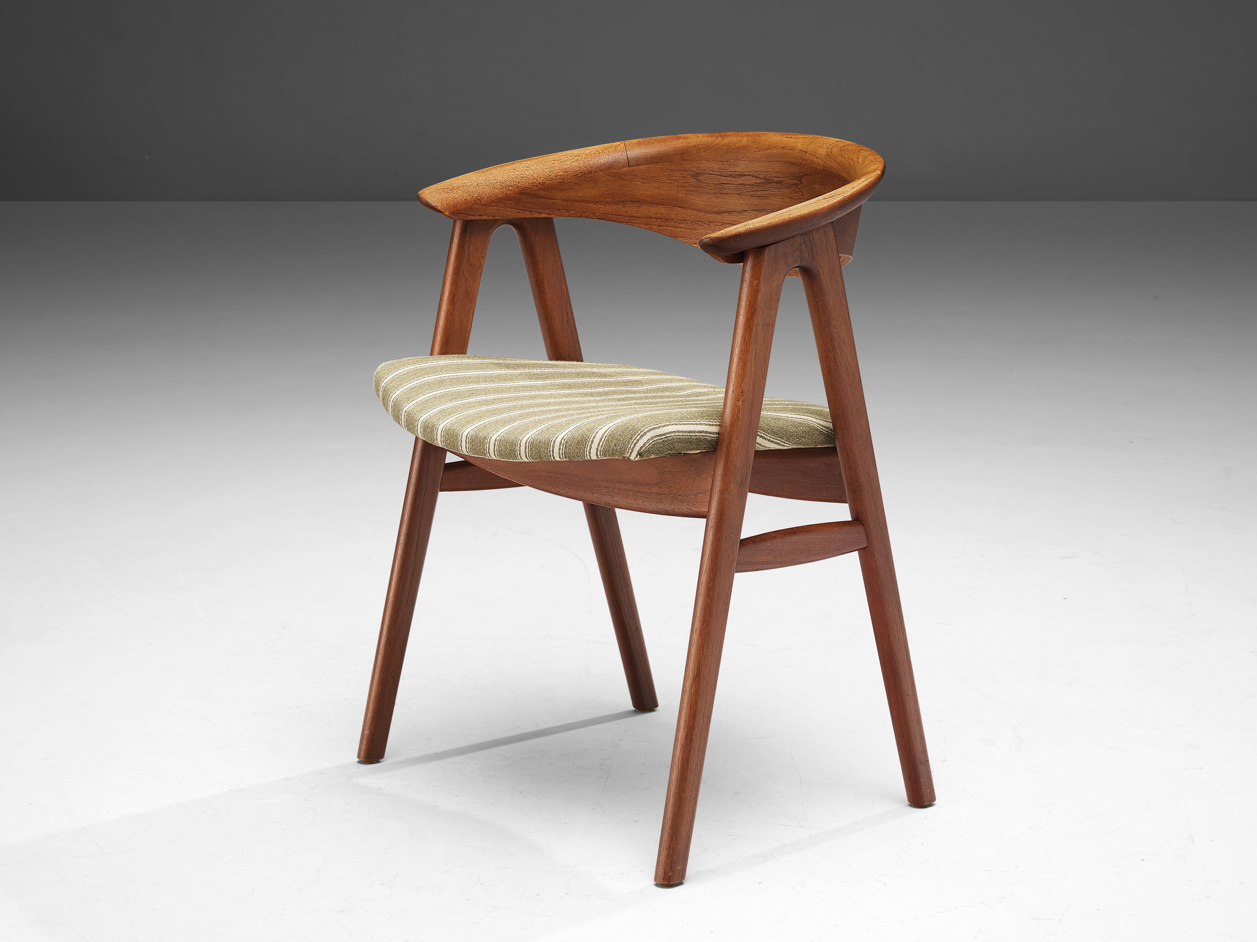 Erik Kirkegaard for Høng Stolefabrik Armchair in Teak and Striped Upholstery seating Morentz