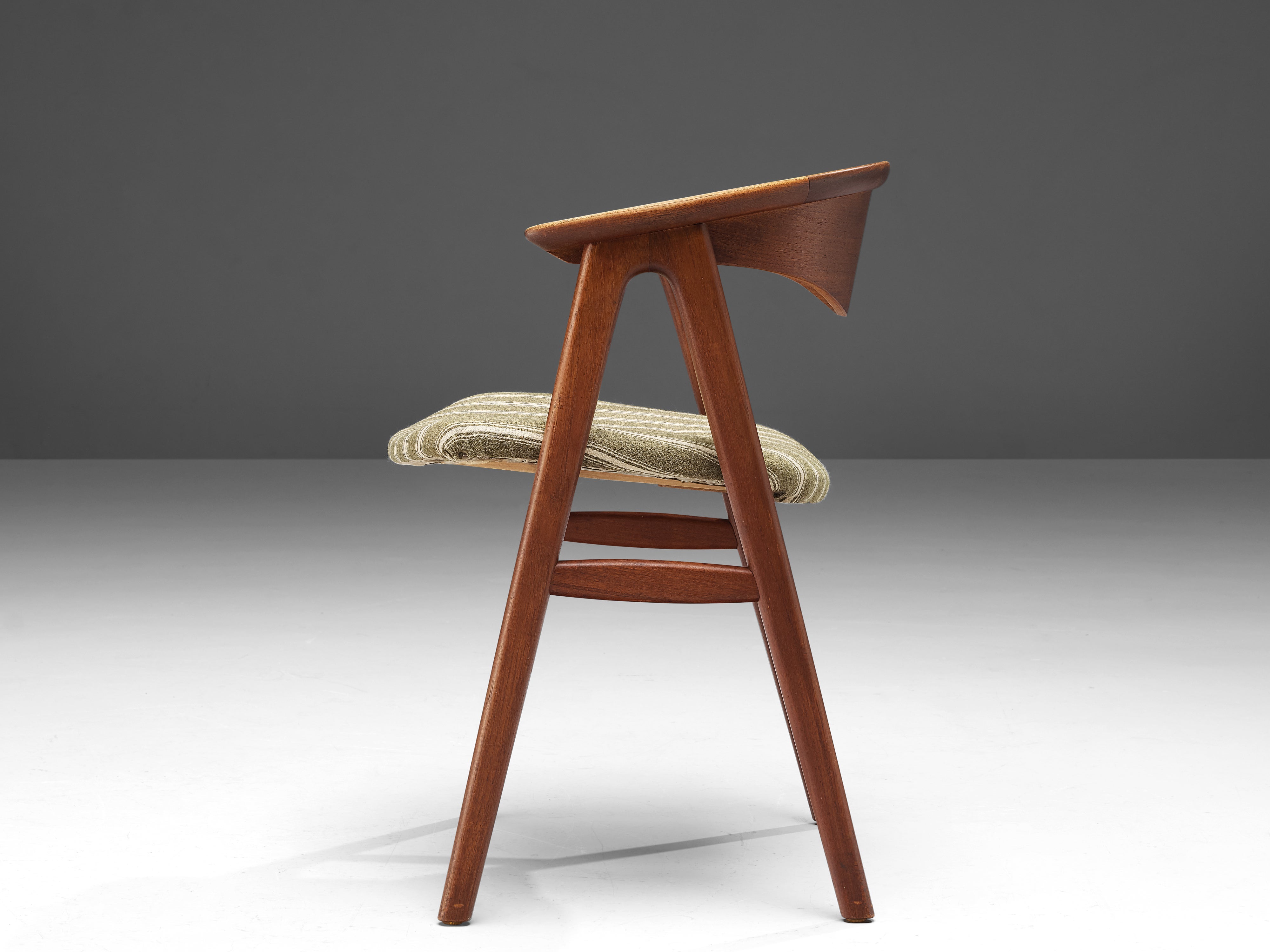 Erik Kirkegaard for Høng Stolefabrik Armchair in Teak and Striped Upholstery seating Morentz
