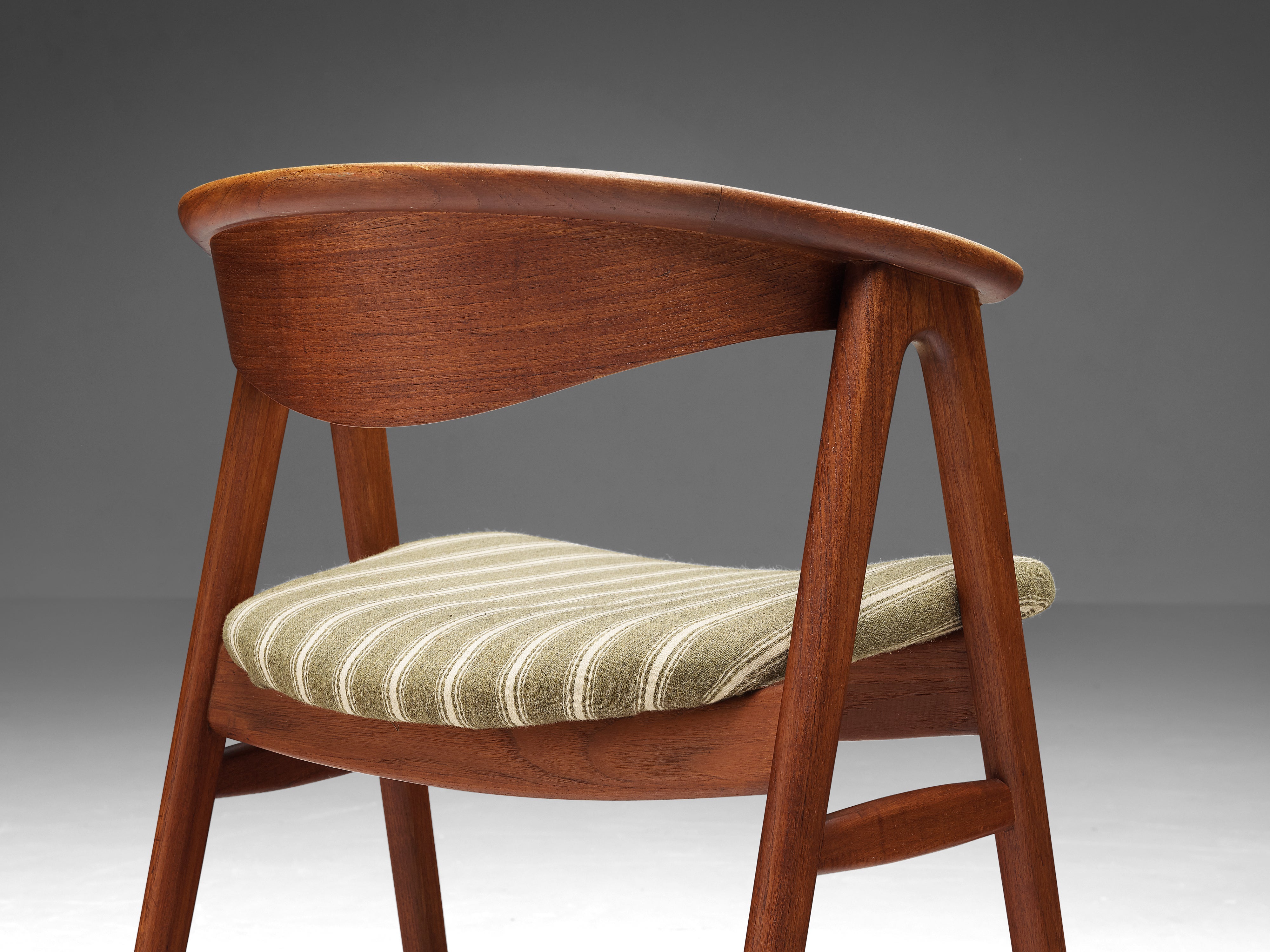 Erik Kirkegaard for Høng Stolefabrik Armchair in Teak and Striped Upholstery seating Morentz