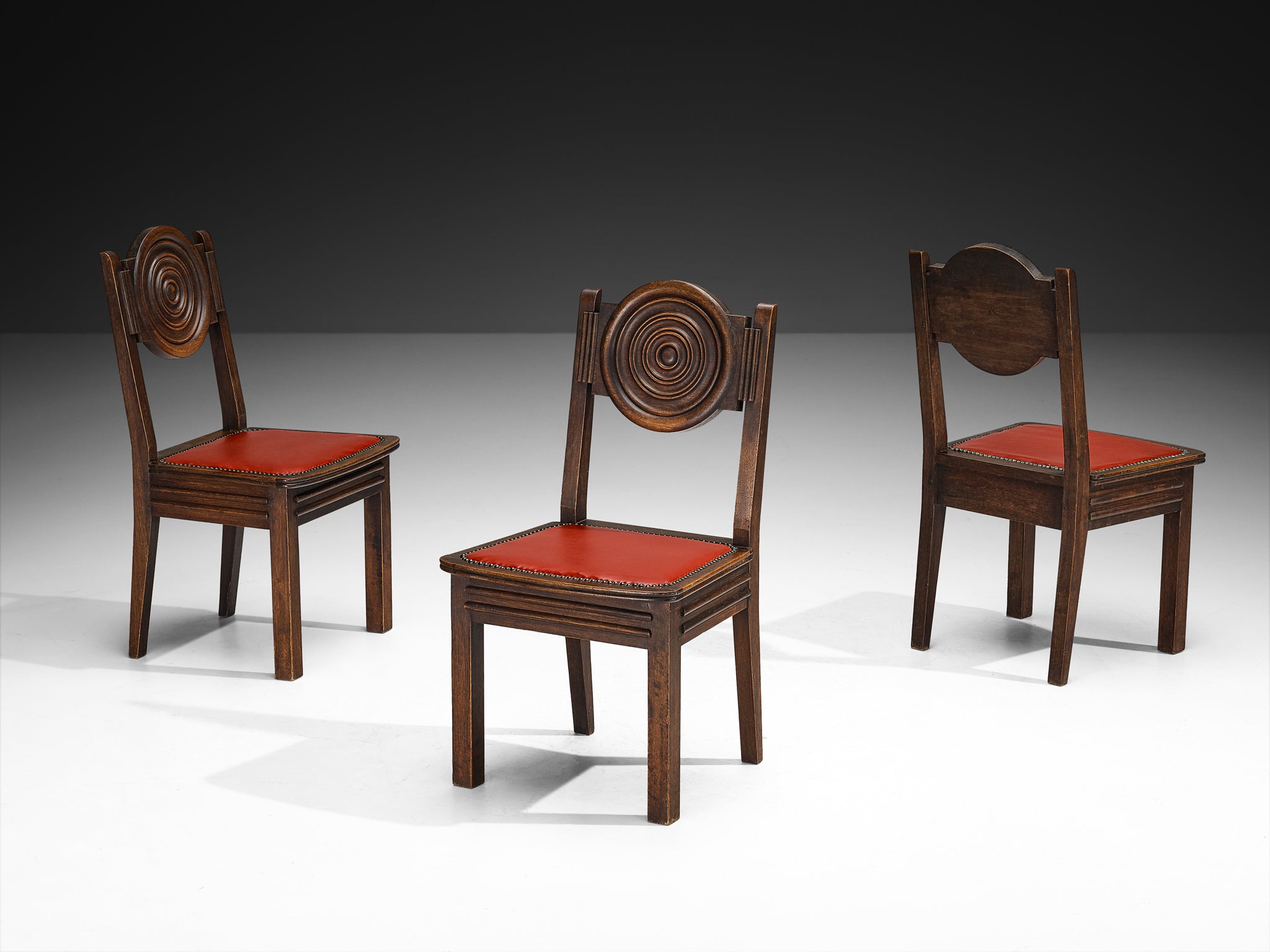 1930s French Art Deco Set of Six Dining Chairs in Mahogany Seating Morentz