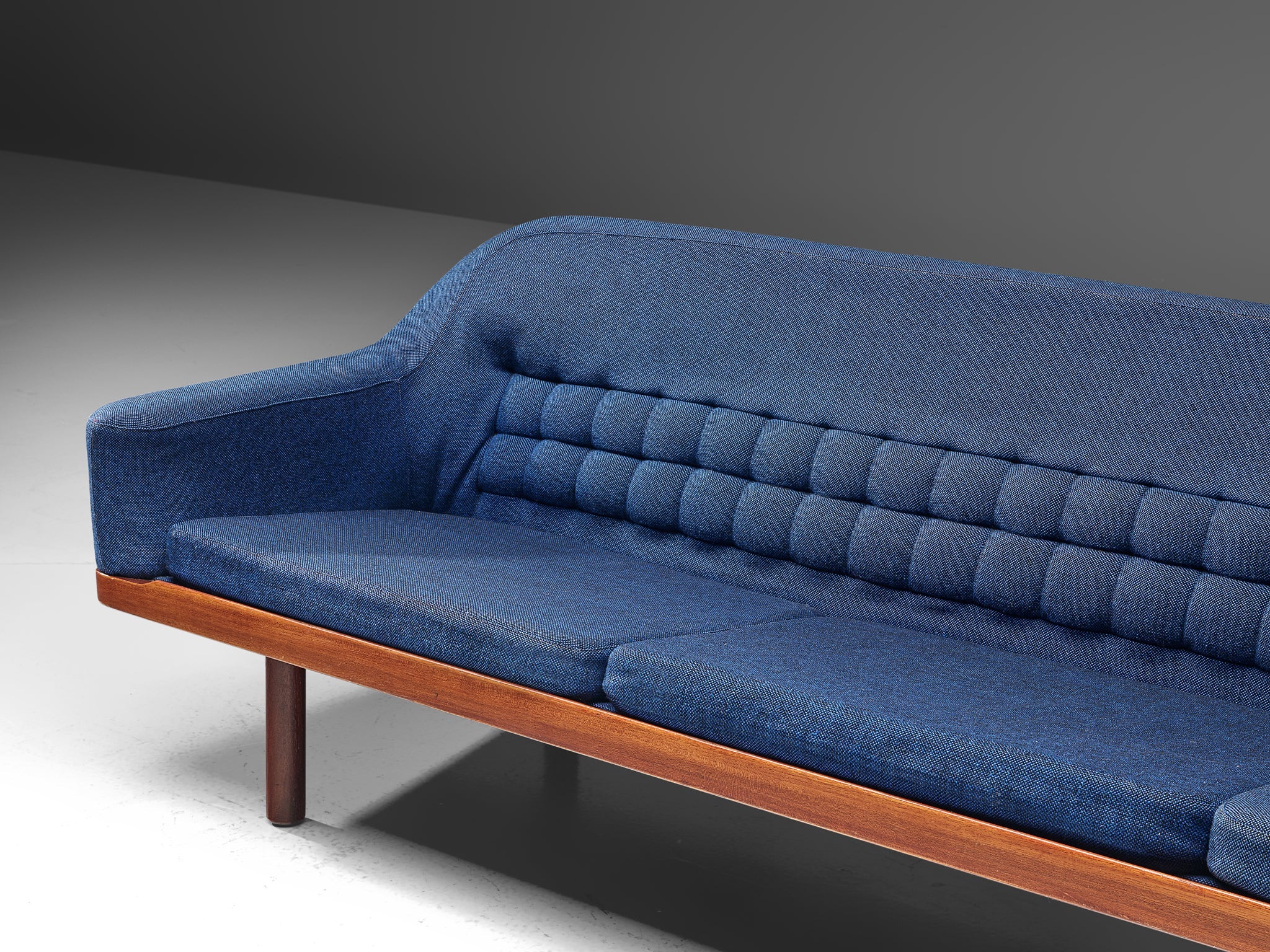 Arne Halvorsen Sofa in Teak and Blue Upholstery seating Morentz