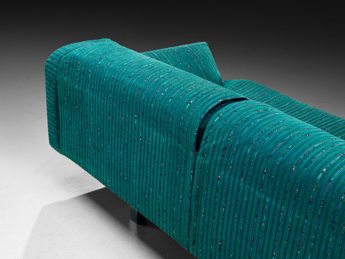 Saporiti Large Post-Modern Sofa in Structured Turquoise Upholstery Seating Morentz