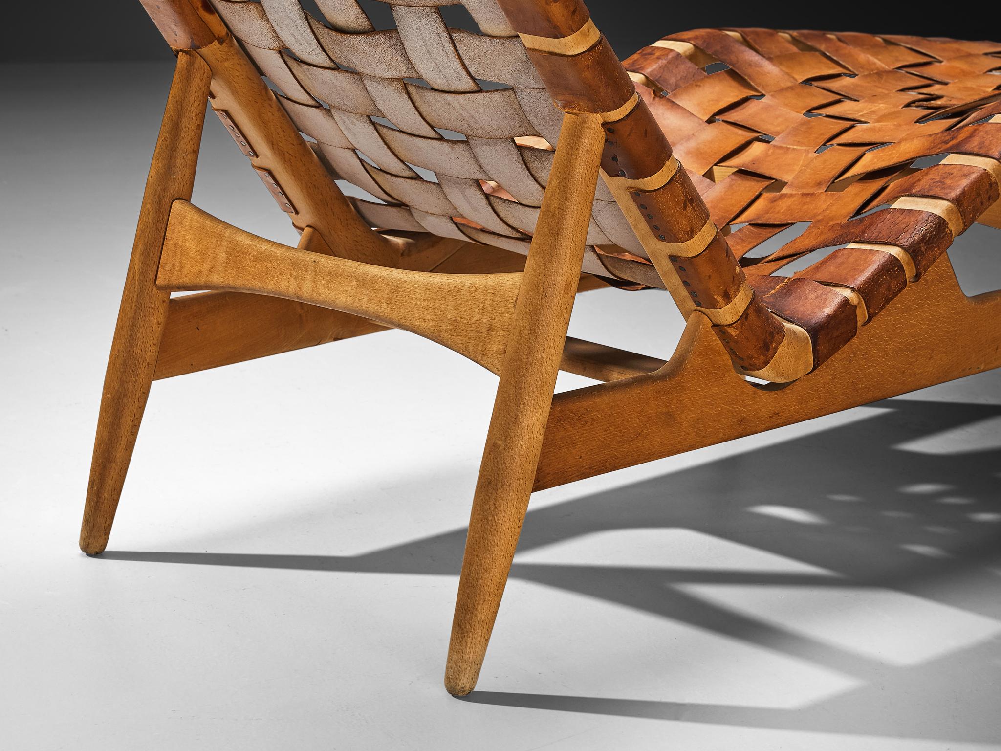 Arne Vodder for Bovirke Chaise Longue in Patinated Cognac Leather seating Morentz