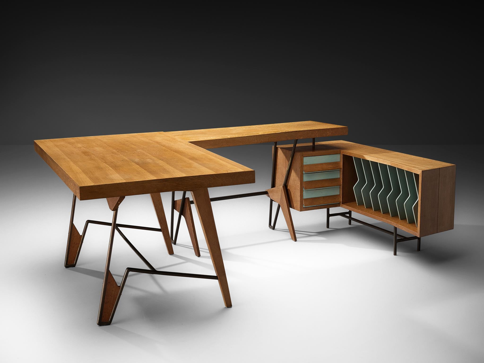 Custom Italian Drawing Table or Writing Desk in Oak tables Morentz