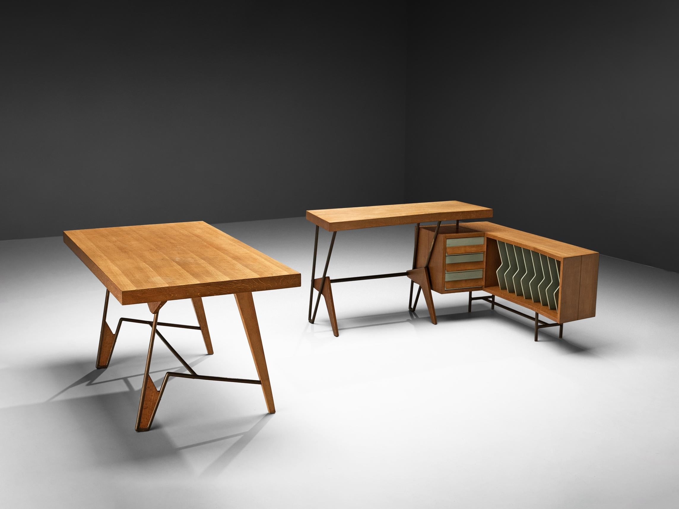 Custom Italian Drawing Table or Writing Desk in Oak tables Morentz