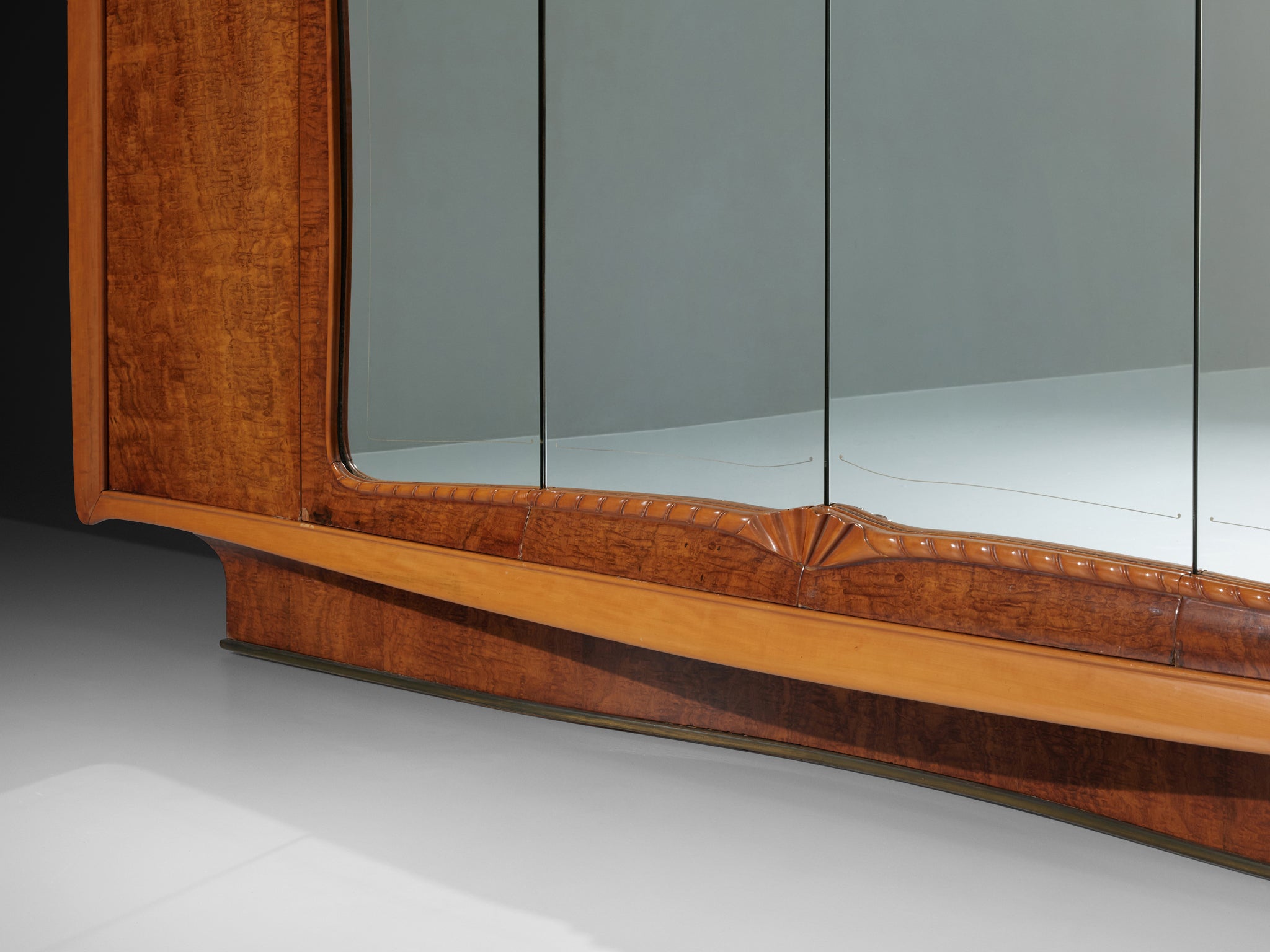 Exquisite Italian Wardrobe with Mirrored Doors in Walnut Burl Case pieces and storage cabinets Morentz