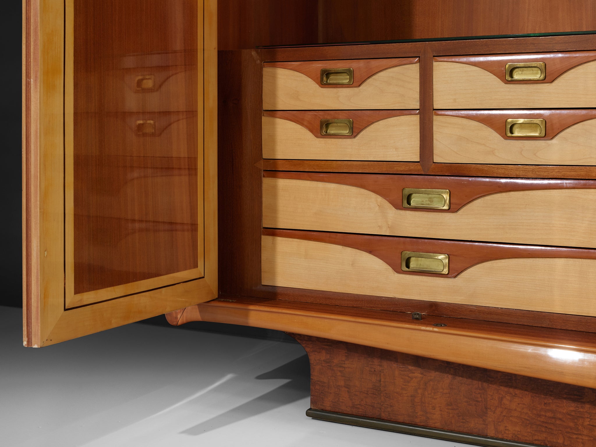 Exquisite Italian Wardrobe with Mirrored Doors in Walnut Burl Case pieces and storage cabinets Morentz