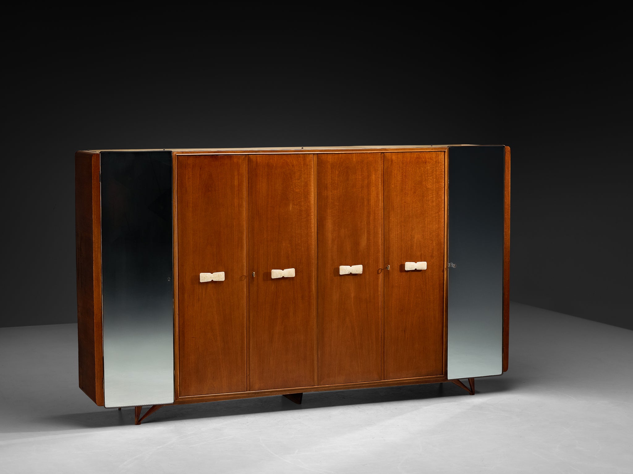 Mid-Century Modern Italian Highboard in Mahogany and Alabaster