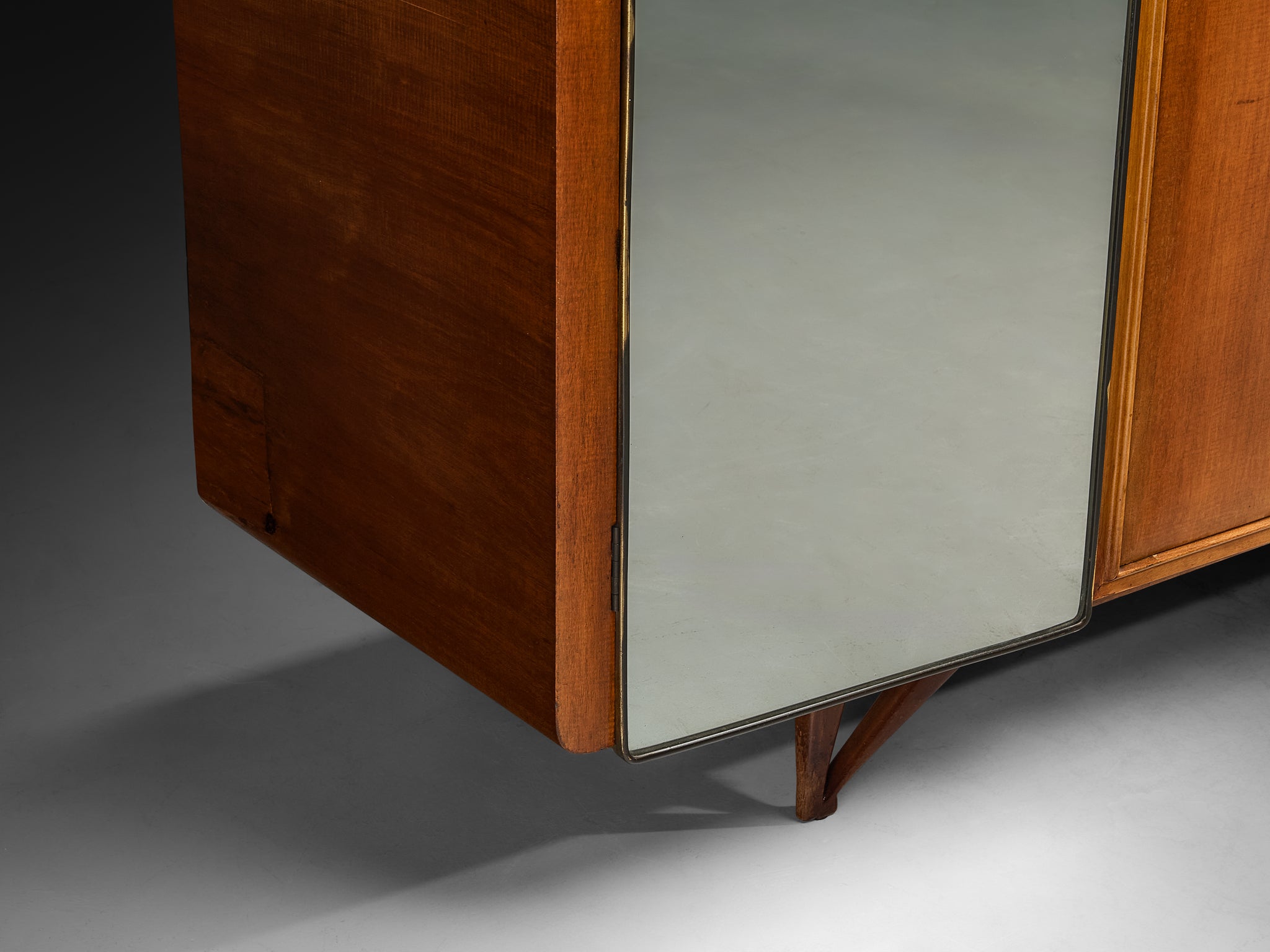 Mid-Century Modern Italian Highboard in Mahogany and Alabaster